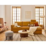 BEST MOBILIER Barrie - canapé d'angle réversible 4 places avec têtière amovible en tissu. Coloris disponibles : Gris, Noir, Jaune, Rouge, Orange, Vert, Beige