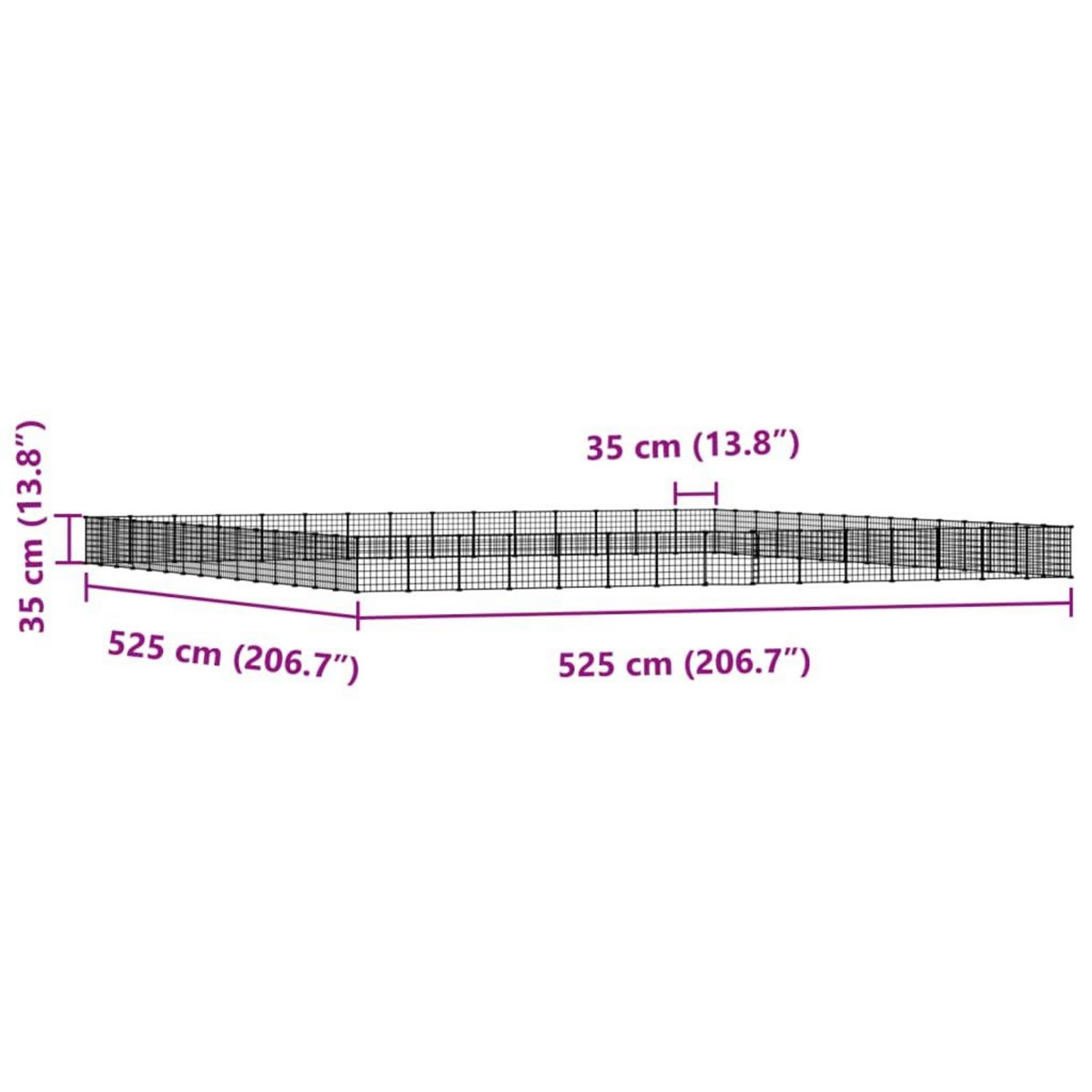 VIDAXL Cage animaux de compagnie a 60 panneaux et porte Noir 35x35 cm