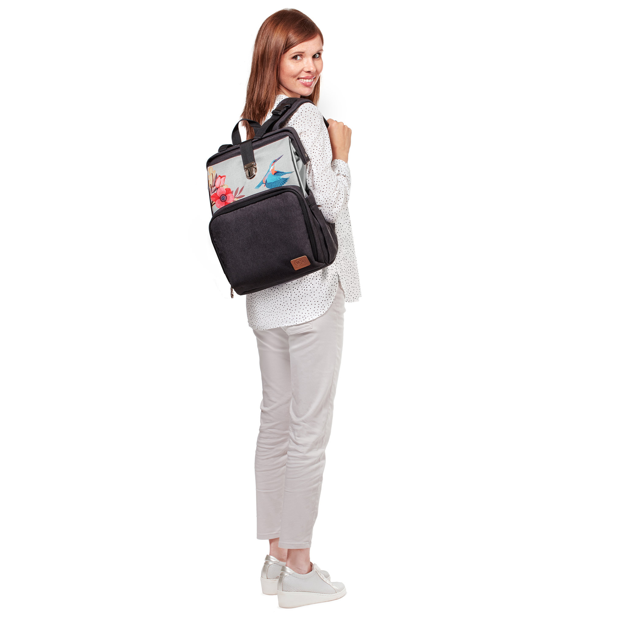 Voir la diapositive 4 : KINDERKRAFT Sac à langer Molly oiseaux bébé 