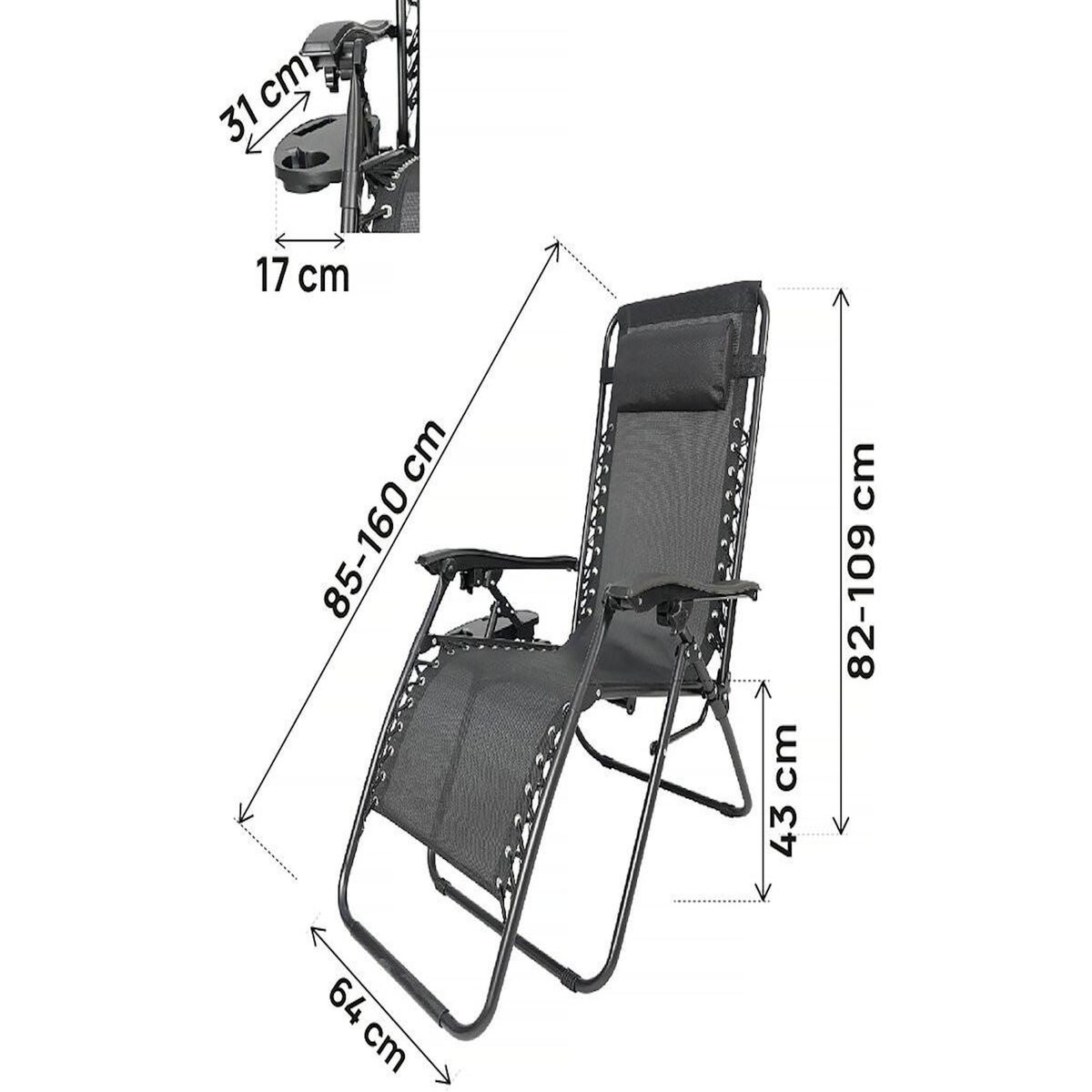 Habitat et Jardin Fauteuil de jardin relax zéro gravité  Sintra  - Noir
