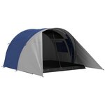 OUTSUNNY Tente de camping familiale 3-4 pers. - tente tunnel double toit sac inclus - fibre verre polyester bleu gris