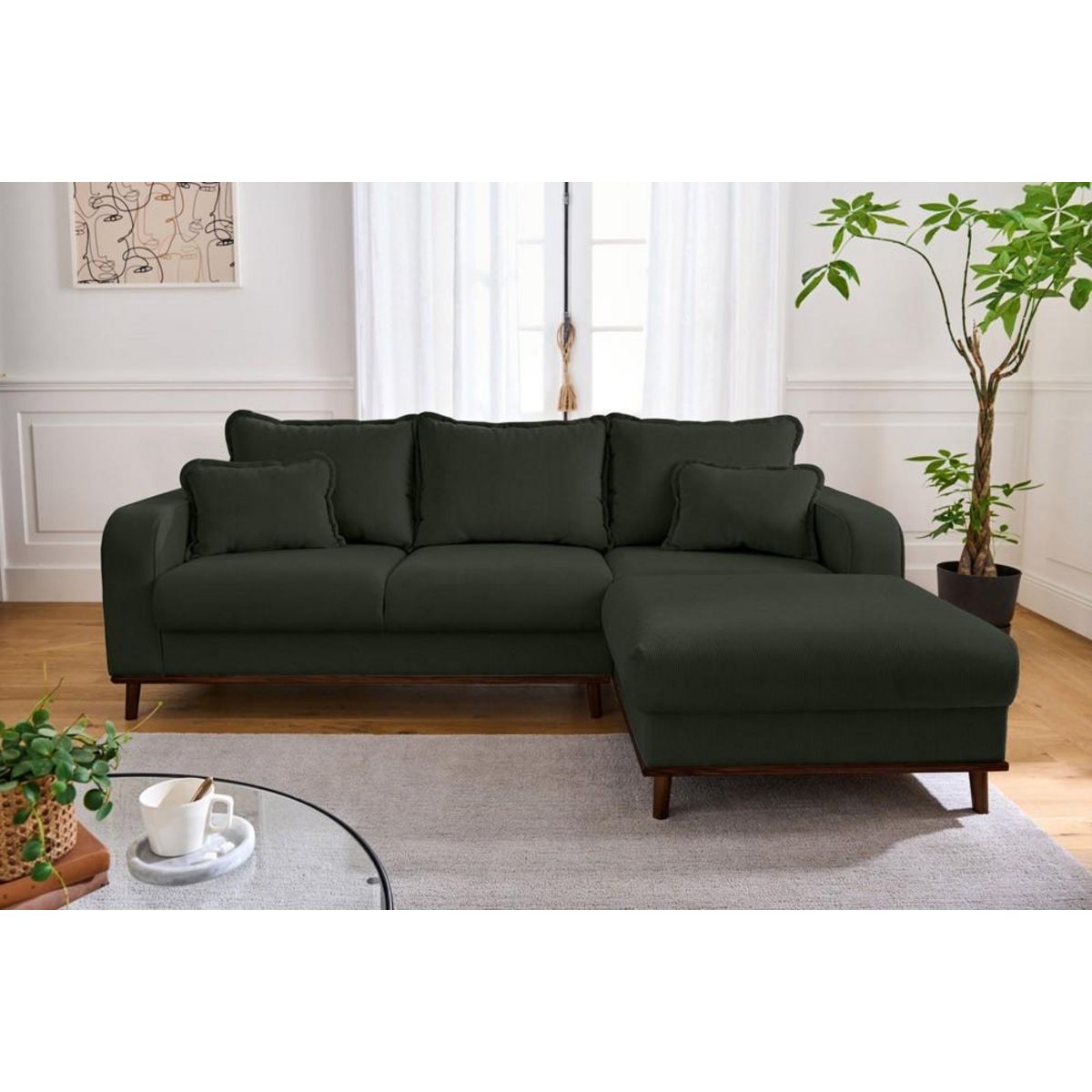 LISA DESIGN Albane - canapé d'angle droit - 4 places - en velours côtelé