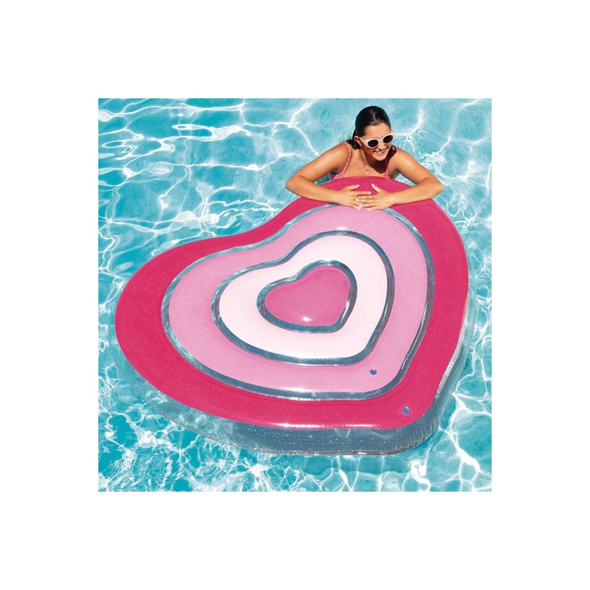 Voir la diapositive 3 : INTEX Bouée gonflable cœur  ile love  155cm rose