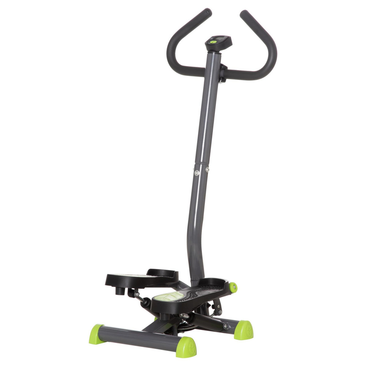 HOMCOM Stepper Fitness avec guidon ergonomique - écran LCD multifonction - résistance réglable - acier gris vert noir