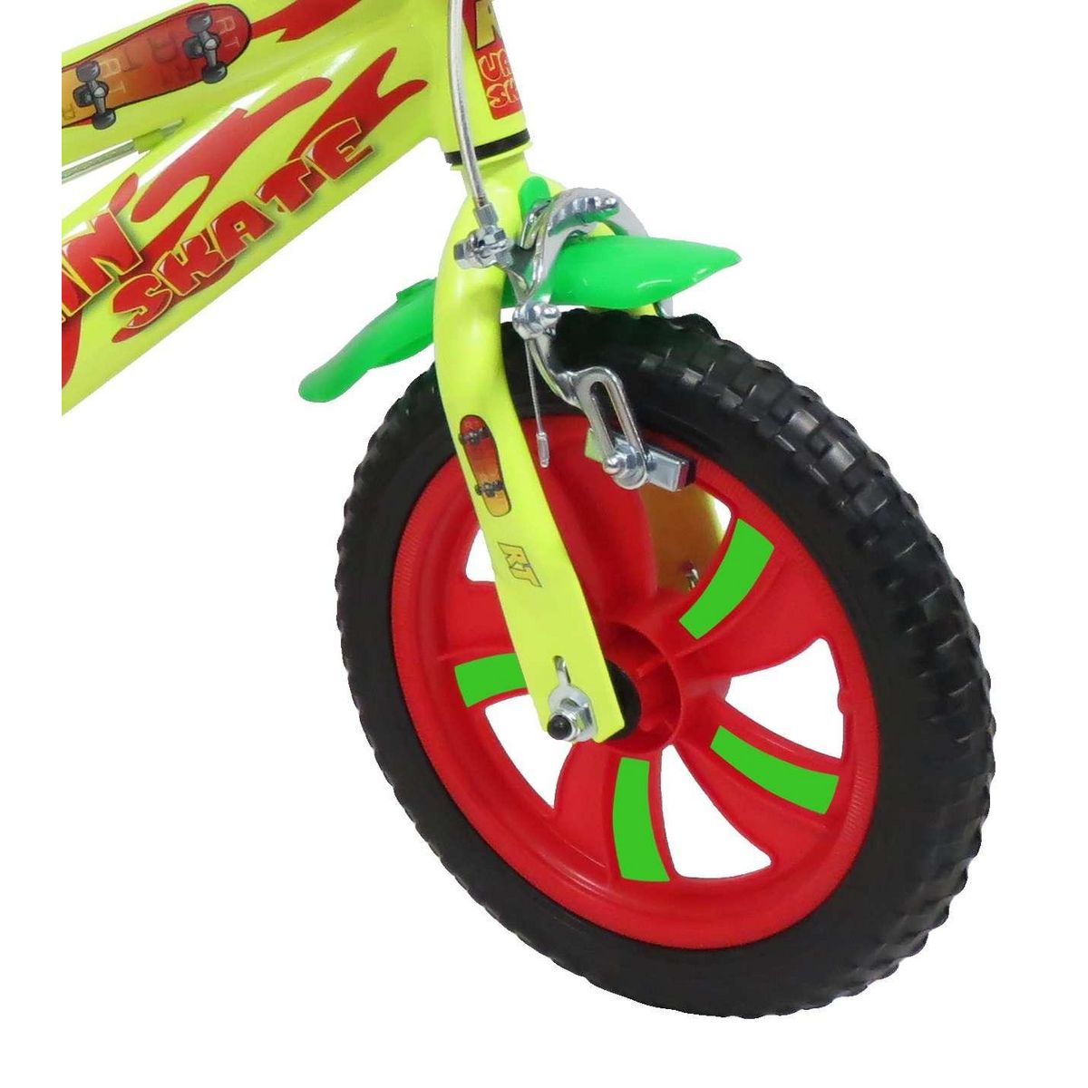 Vélo enfant - Modèle 12'' Urban Skate pour enfant de 85 à 100 cm - Stabilisateurs - Plaque décorative avant - Bidon arrière - 2 freins