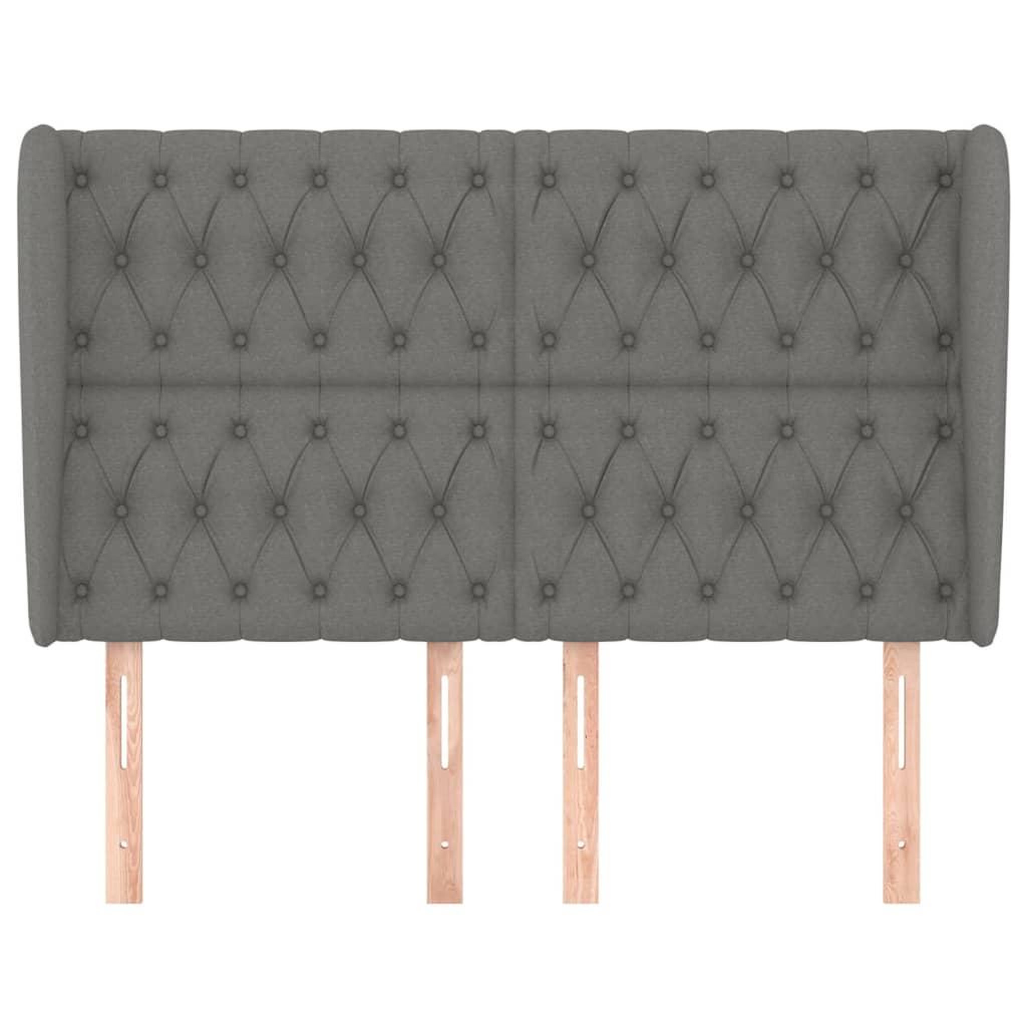 Voir la diapositive 3 : VIDAXL Tete de lit avec oreilles gris fonce 163x23x118/128 cm tissu