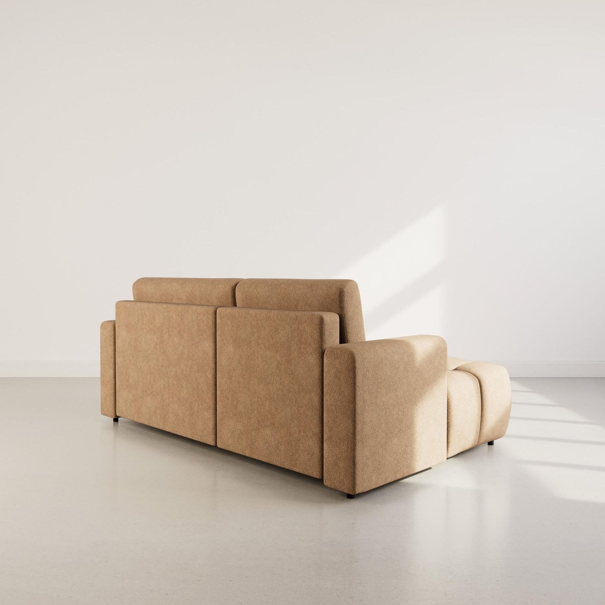 BEST MOBILIER Leonie - canapé d'angle gauche 4 places convertible avec coffre en velours texturé