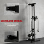 Voir la diapositive 4 : HOMCOM Station de musculation montage mural - double poulie, tirage poitrine, lat pulldown - acier gris noir