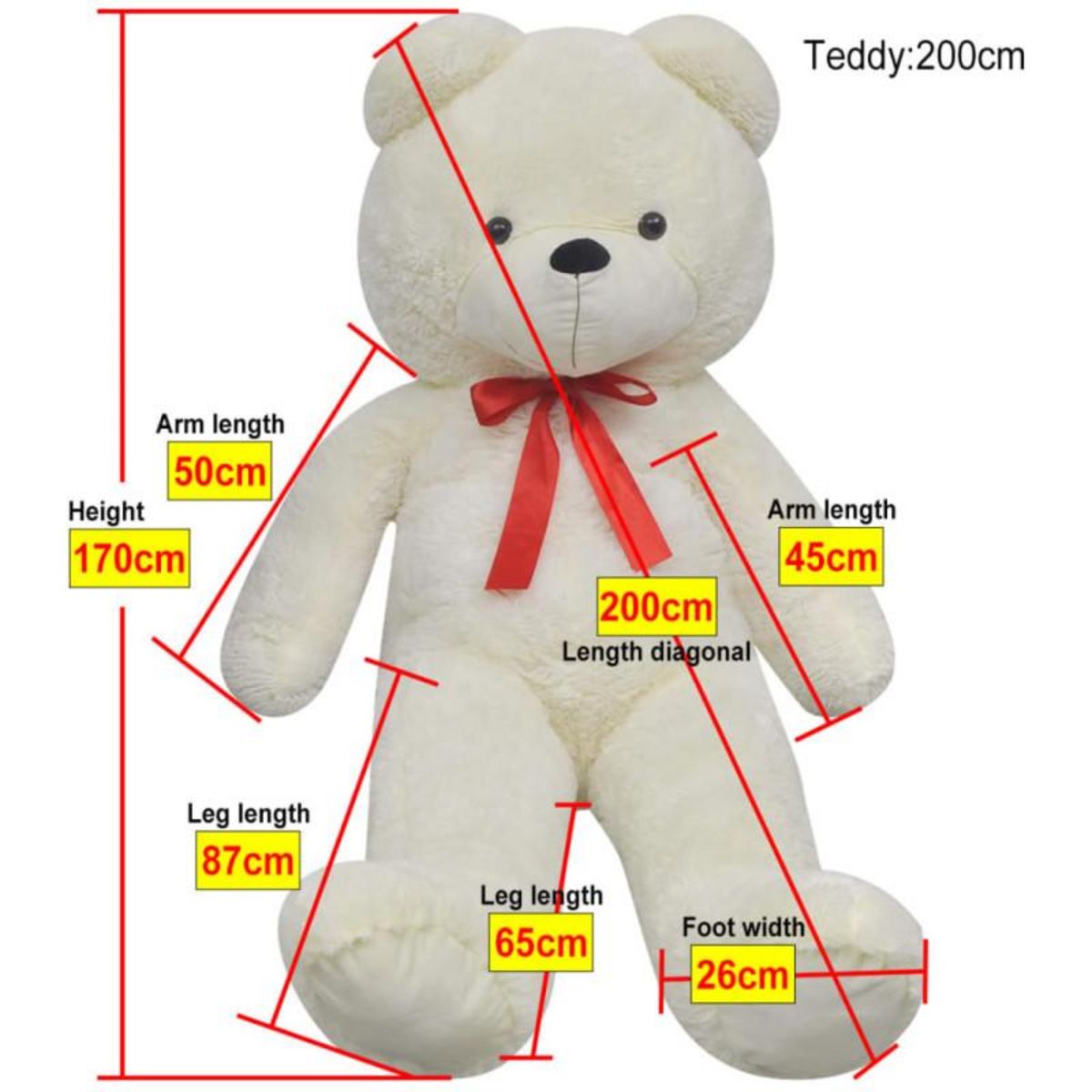 VIDAXL Ours en peluche Blanc 170 cm