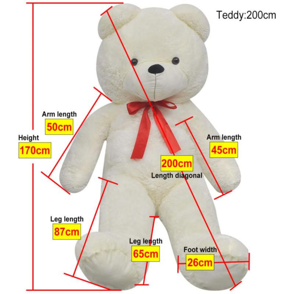 VIDAXL Ours en peluche Blanc 170 cm