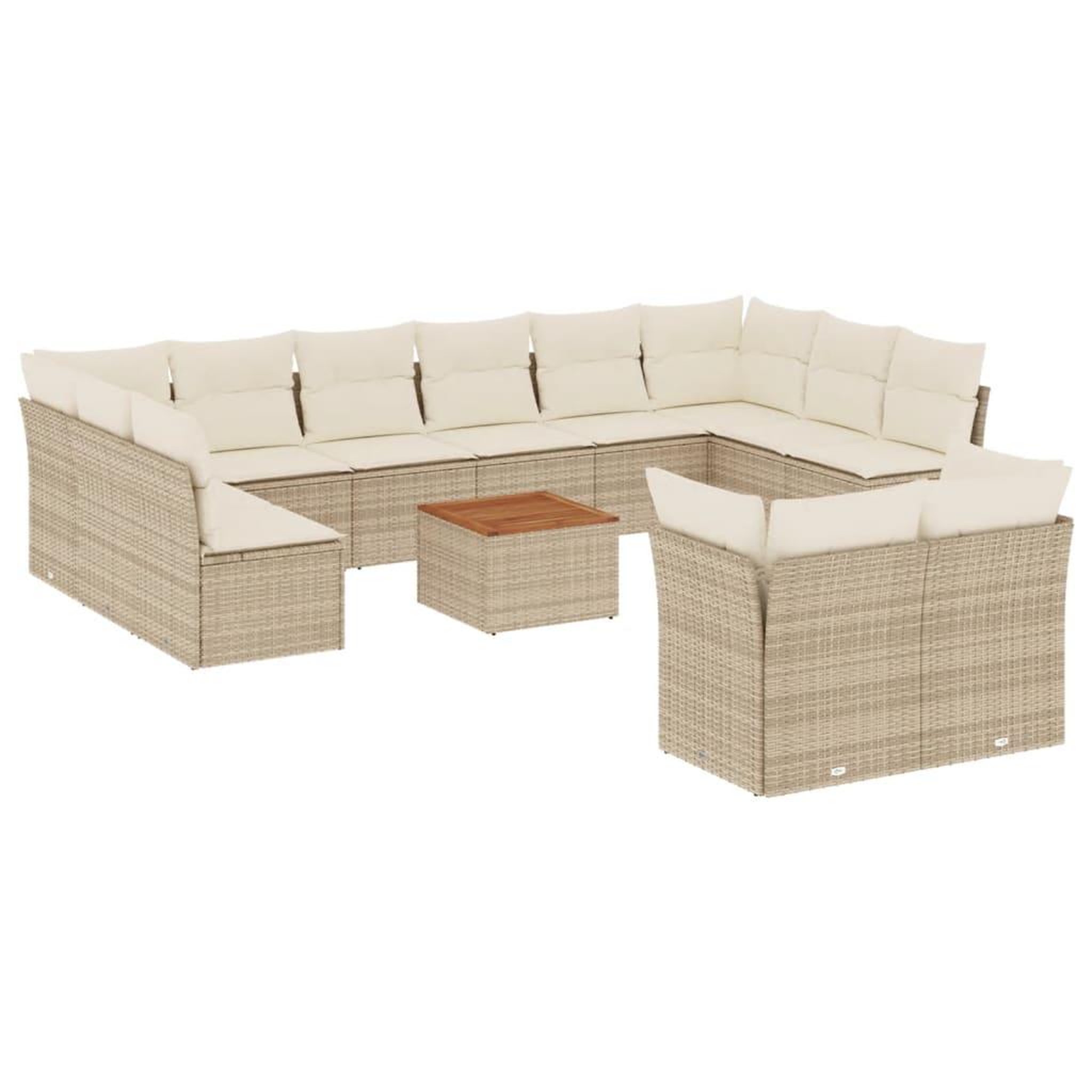 Voir la diapositive 2 : VIDAXL Salon de jardin avec coussins 13 pcs beige resine tressee