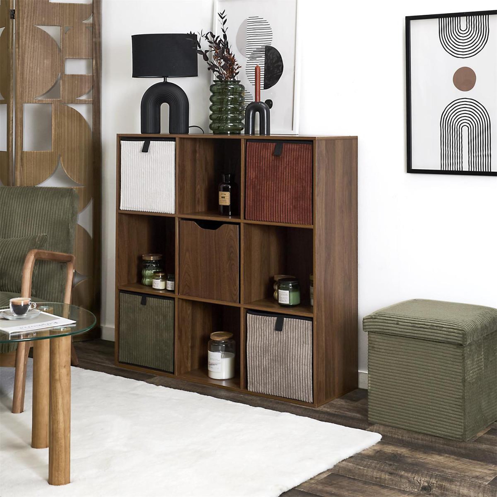 Voir la diapositive 5 : The Home Deco Factory Meuble de rangement 9 cases  tiffany  99cm marron