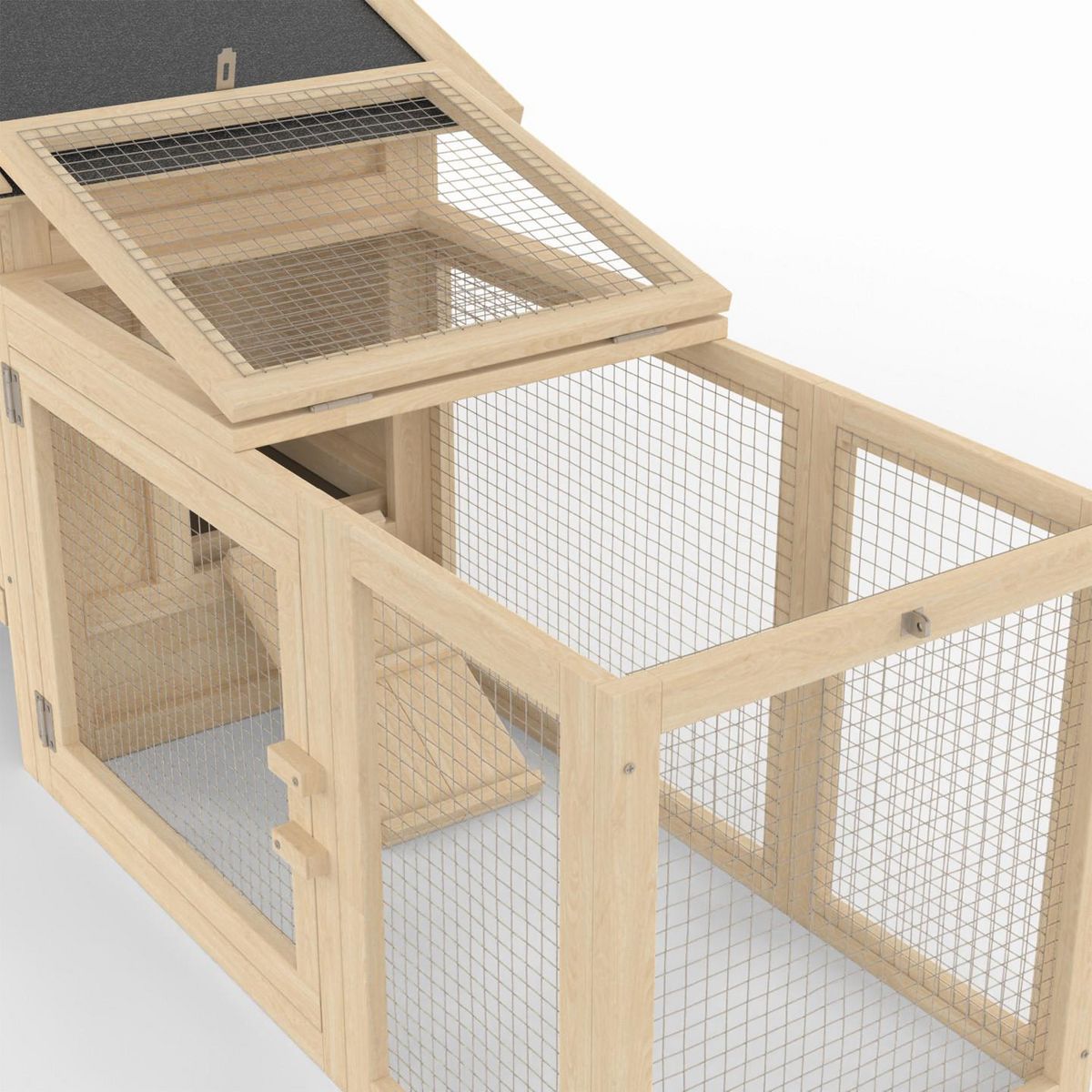 ID MARKET Poulailler sur pilotis avec enclos et pondoir en bois