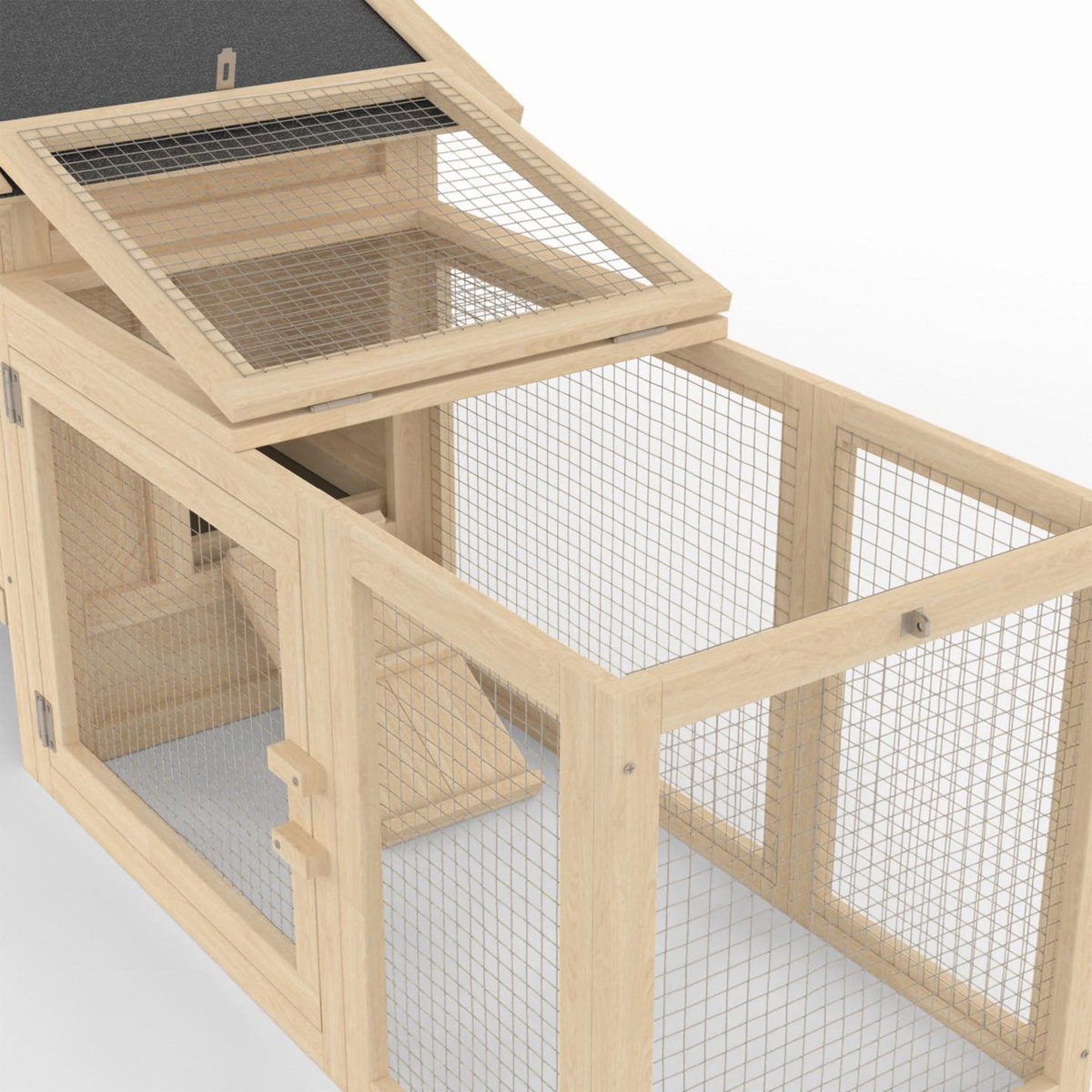 ID MARKET Poulailler sur pilotis avec enclos et pondoir en bois