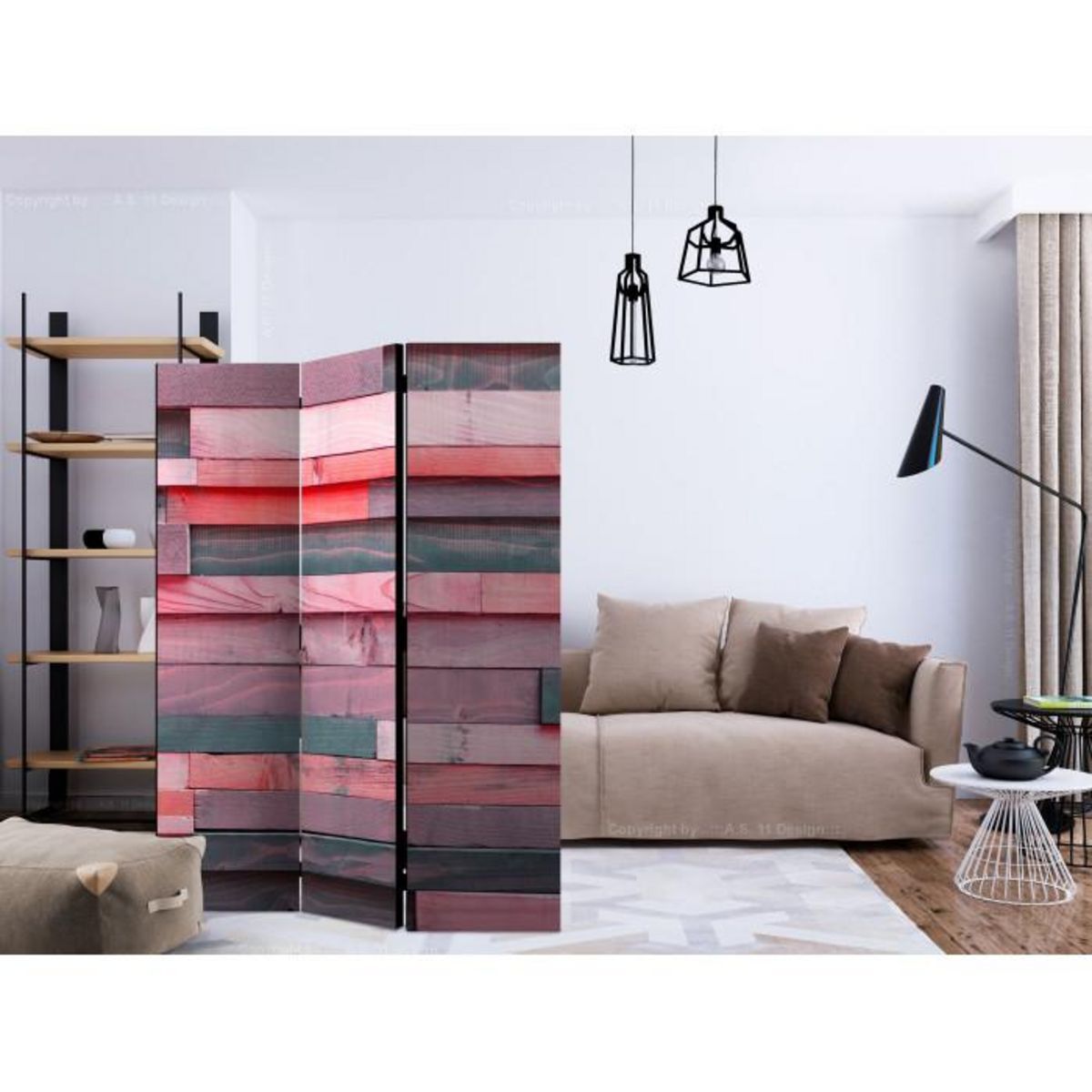 Paris Prix Paravent 3 Volets  Pink Manor  135x172cm