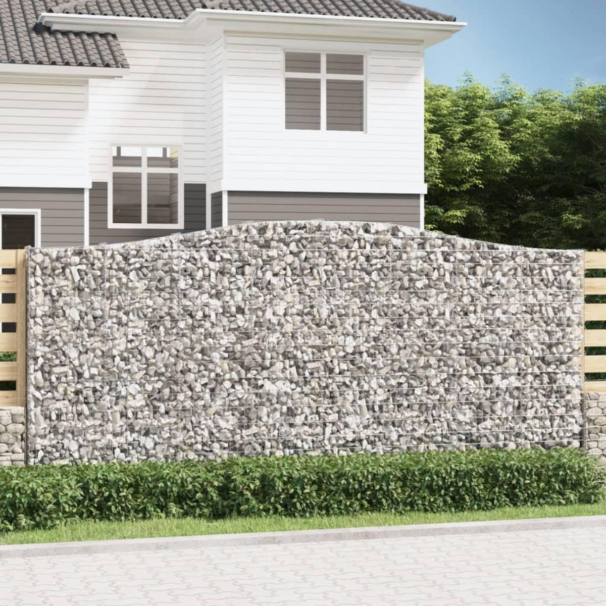 VIDAXL Paniers a gabions arques 3 pcs 400x30x180/200 cm Fer galvanise