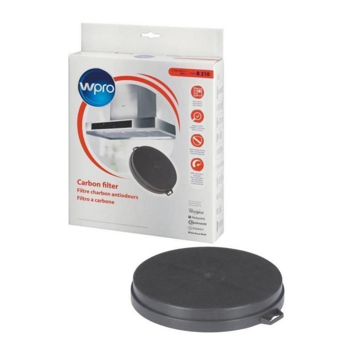 WPRO Filtre à charbon anti-odeurs pour hotte - chf210/1