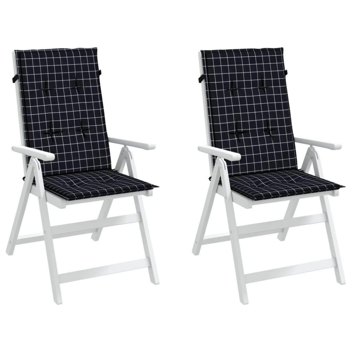 VIDAXL Coussins de chaise a dossier haut lot de 2 noir a carreaux