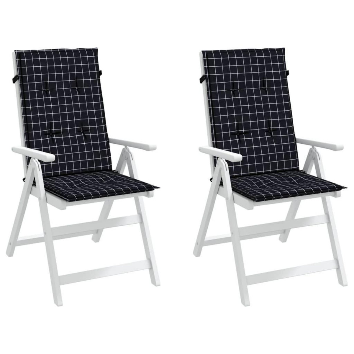 VIDAXL Coussins de chaise a dossier haut lot de 2 noir a carreaux