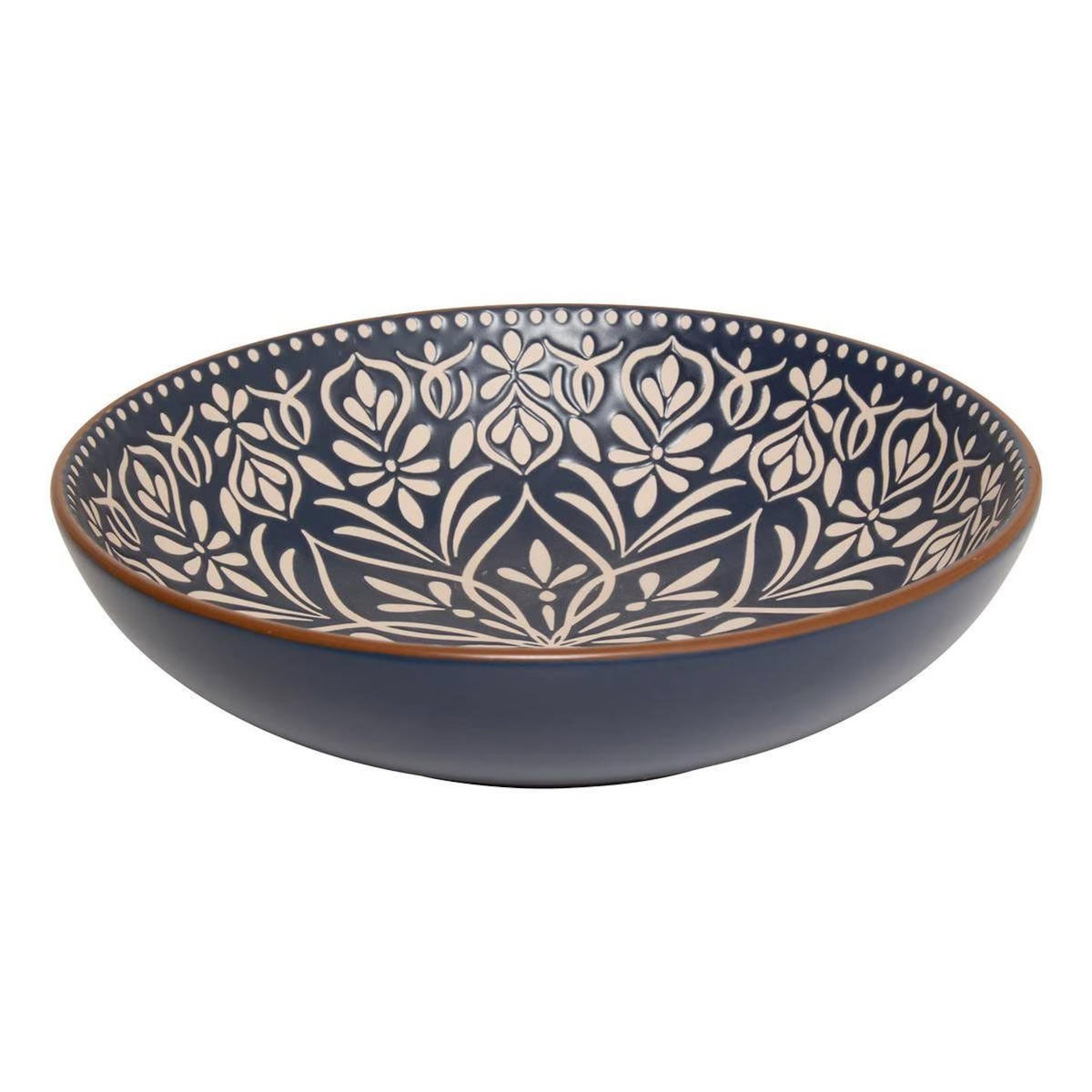 SECRET DE GOURMET Lot de 6 Assiettes Creuses en Céramique  Inès  20cm Bleu