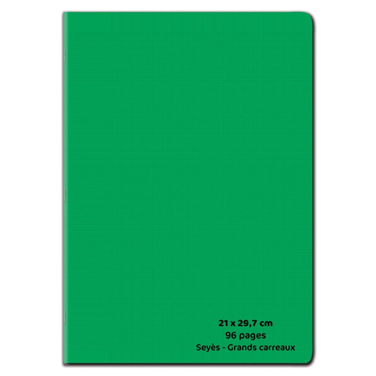 POUCE Cahier piqué polypro 21x29,7cm 96 pages grands carreaux Seyes vert