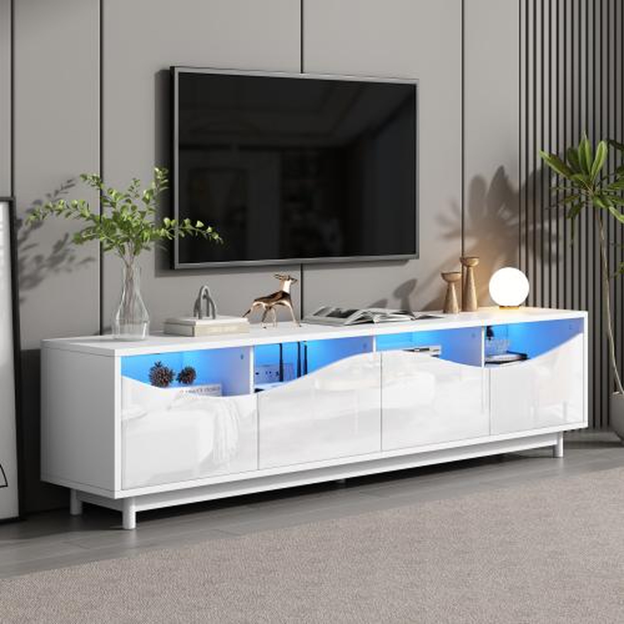Voir la diapositive 4 : MERAX Meuble tv blanc 175 cm led mdf