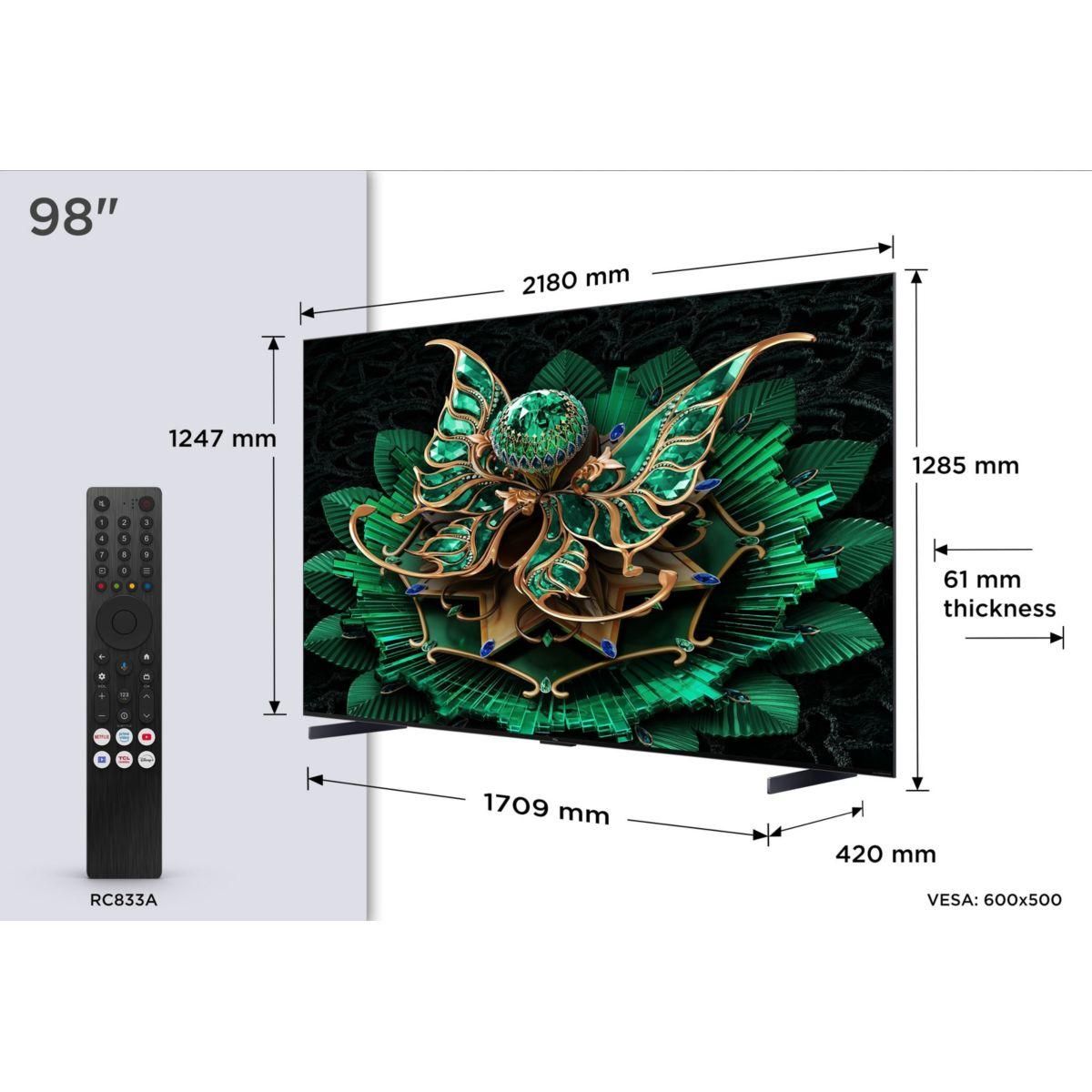 TCL TV Mini Led 98C79K 2025-98 pouces (248cm)