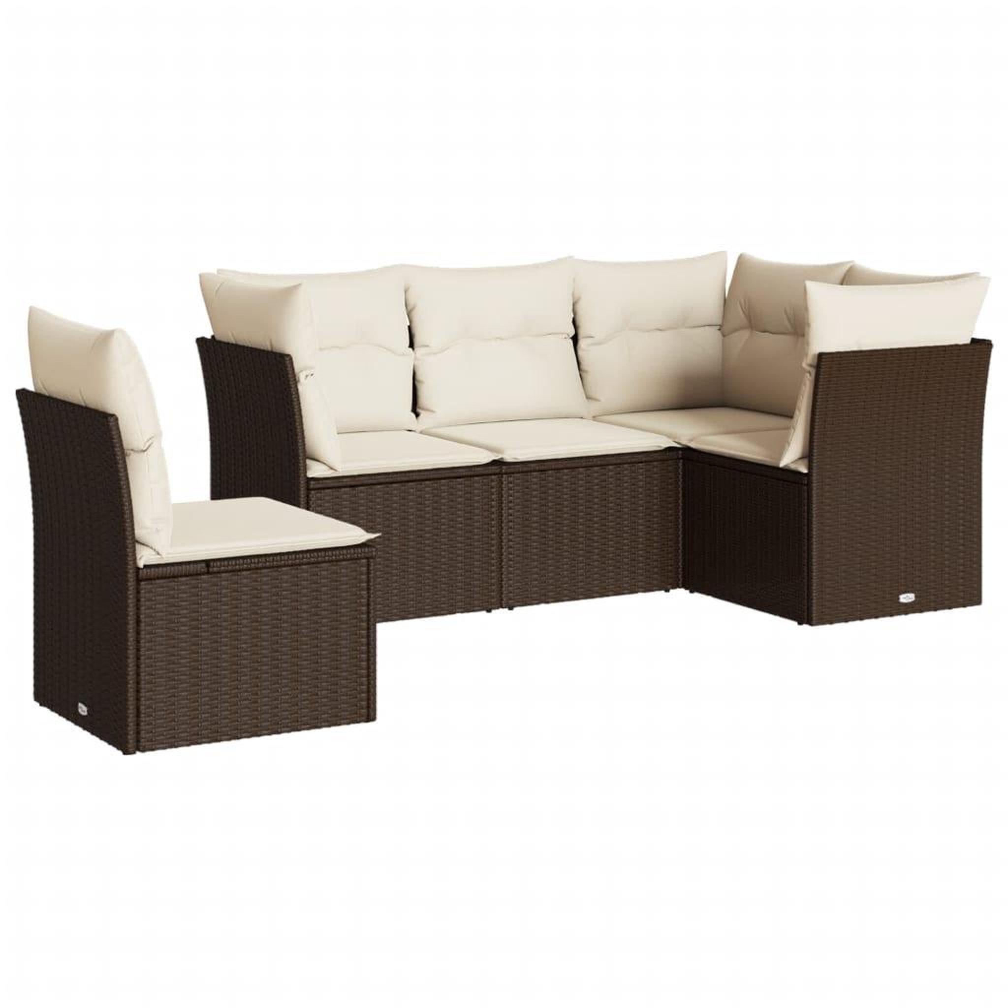 Voir la diapositive 2 : VIDAXL Salon de jardin avec coussins 5 pcs marron resine tressee