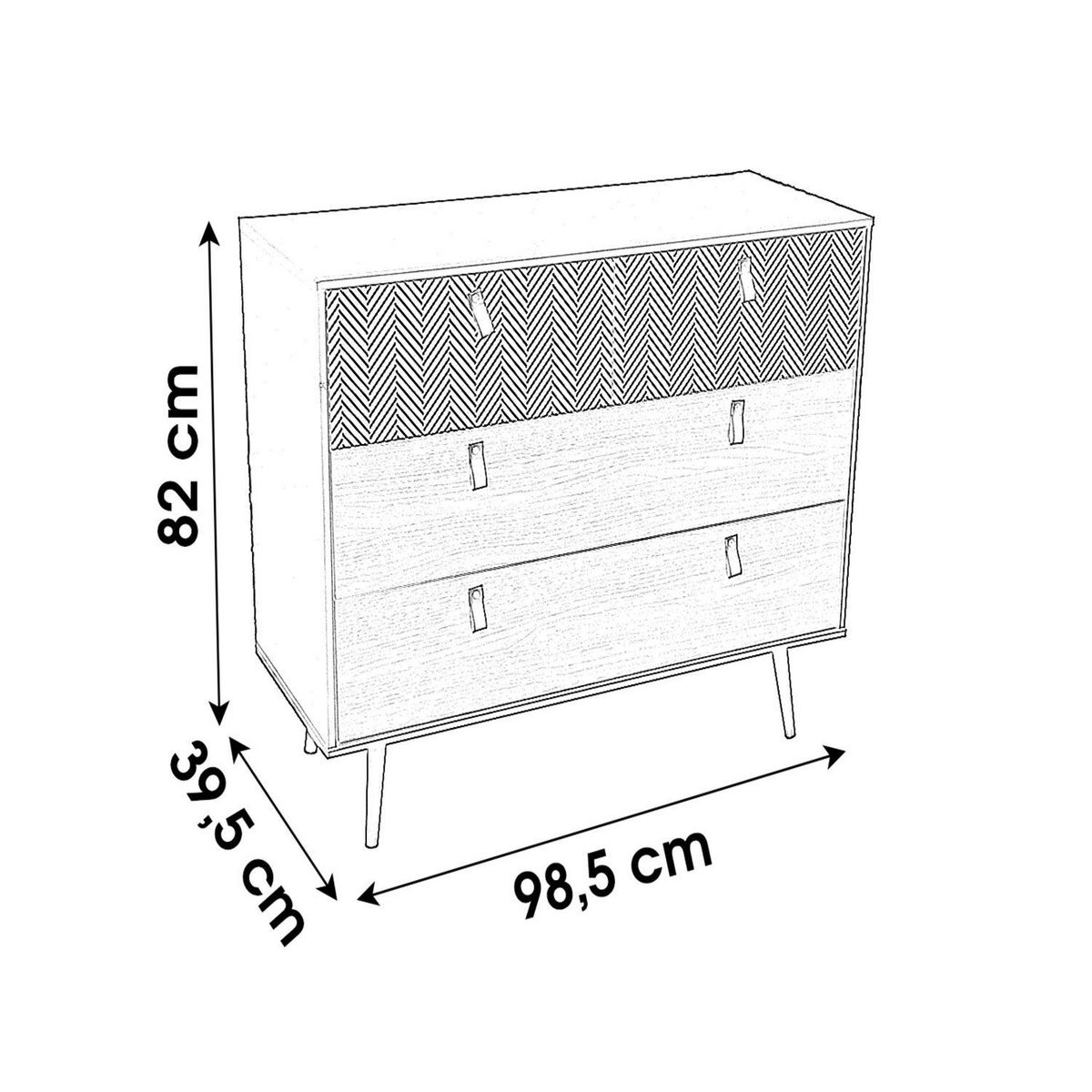 DIVERS Commode contemporaine effet bois Chelsea - L. 98 x H. 82 cm - Noir