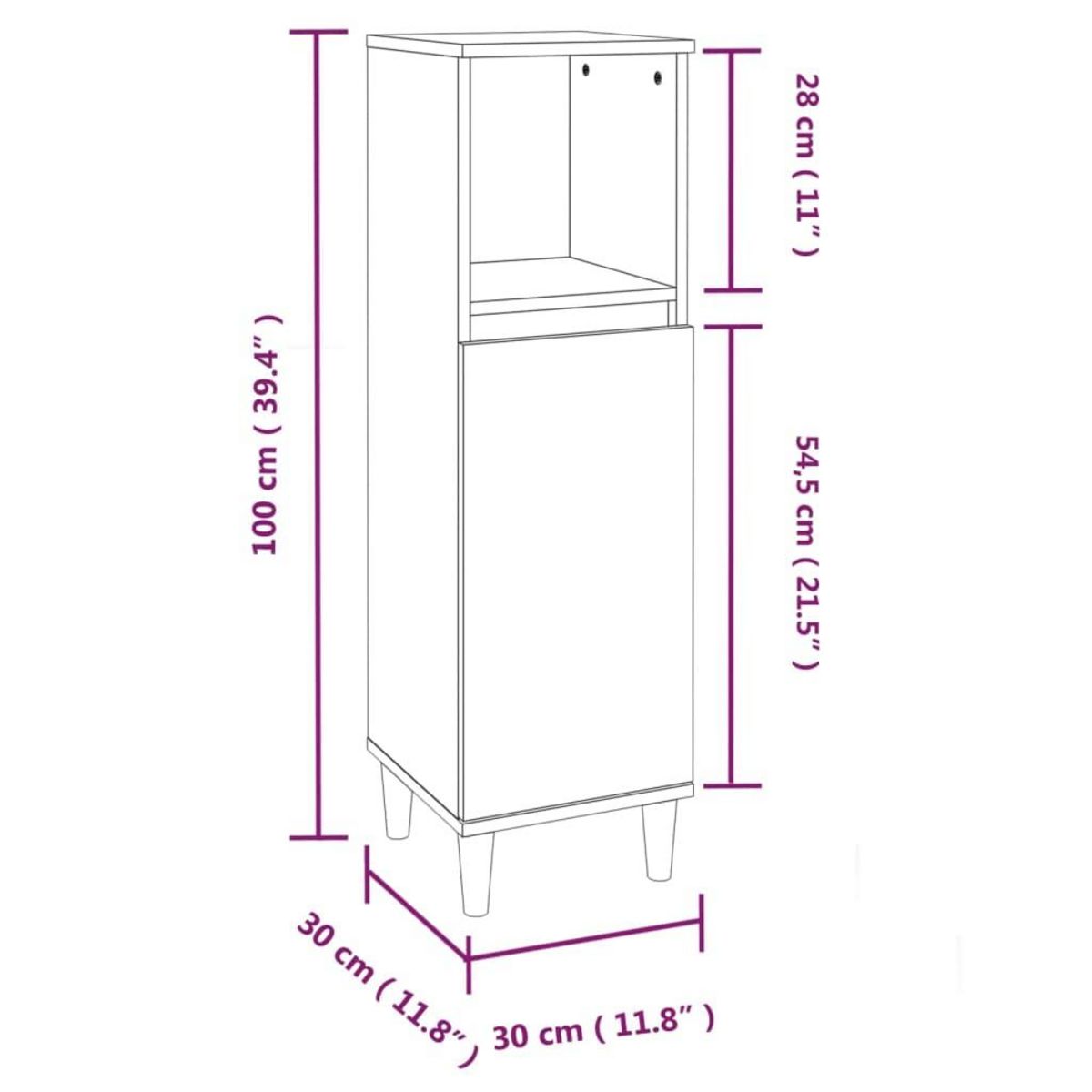 VIDAXL Armoire de salle de bain gris beton 30x30x100 cm