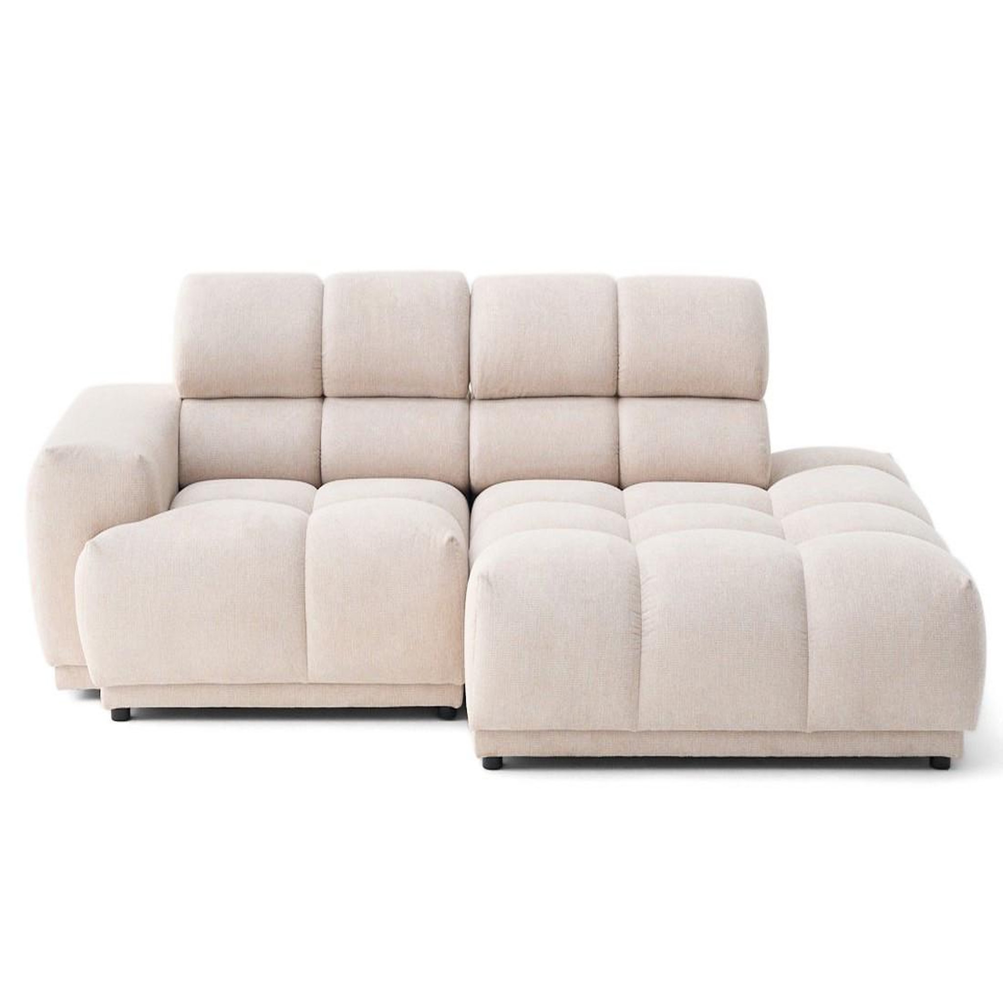 BEST MOBILIER Matera - canapé d'angle droit 4 places avec têtières réglables en tissu texturé. Coloris disponibles : Beige, Bleu, Noir, Vert, Gris, Rose, Marron
