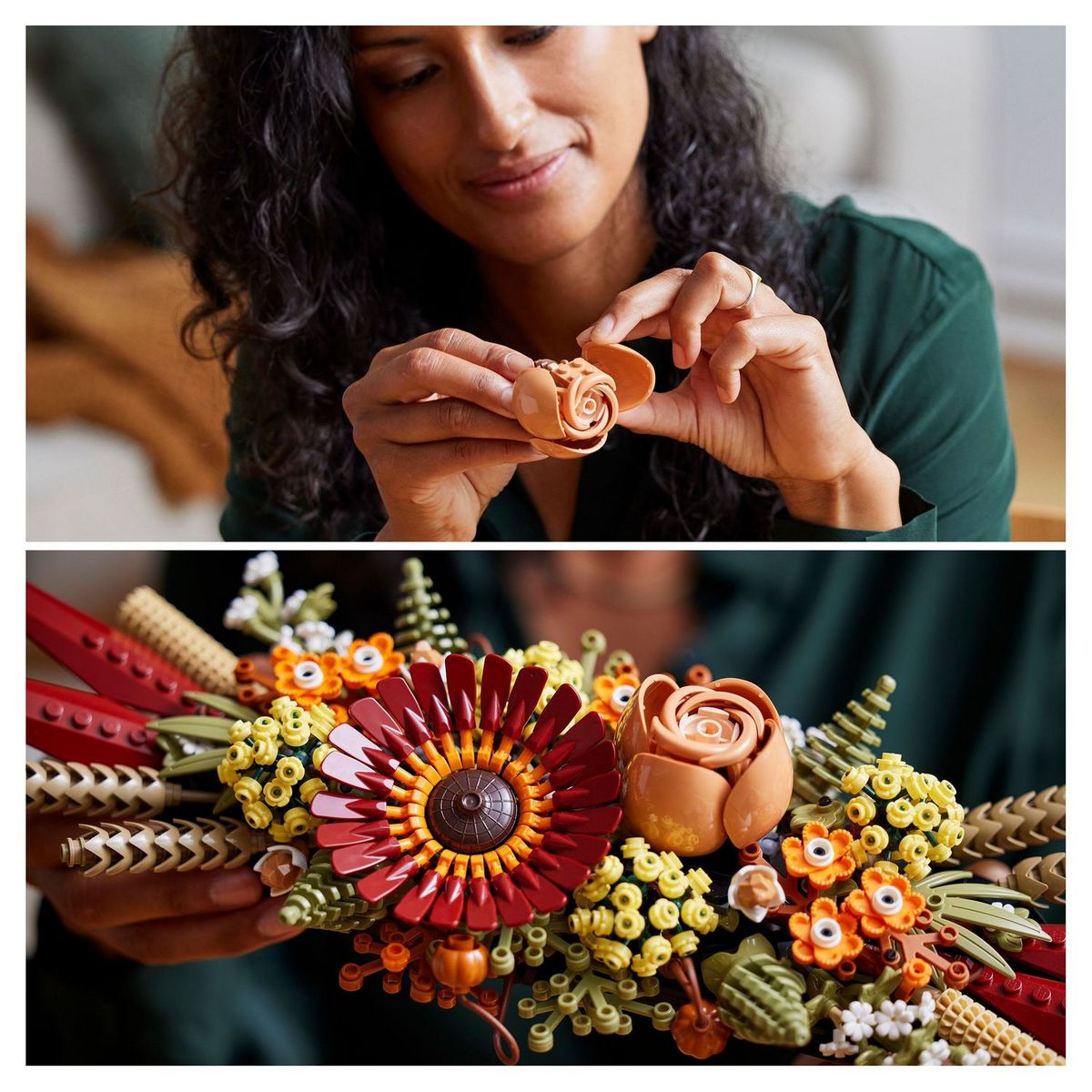 LEGO Icons 10314 Le centre de table Fleurs séchées, Plantes Artificielles avec Rose et Gerbera, Décoration de Maison, Botanical Collection, Cadeau pour Adultes, édition 2023