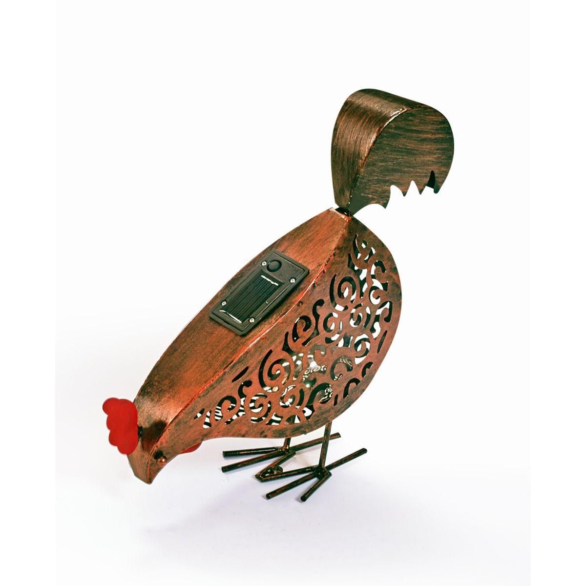 Inkazen Lot de 2 poules solaires décoratives de jardin Bronze