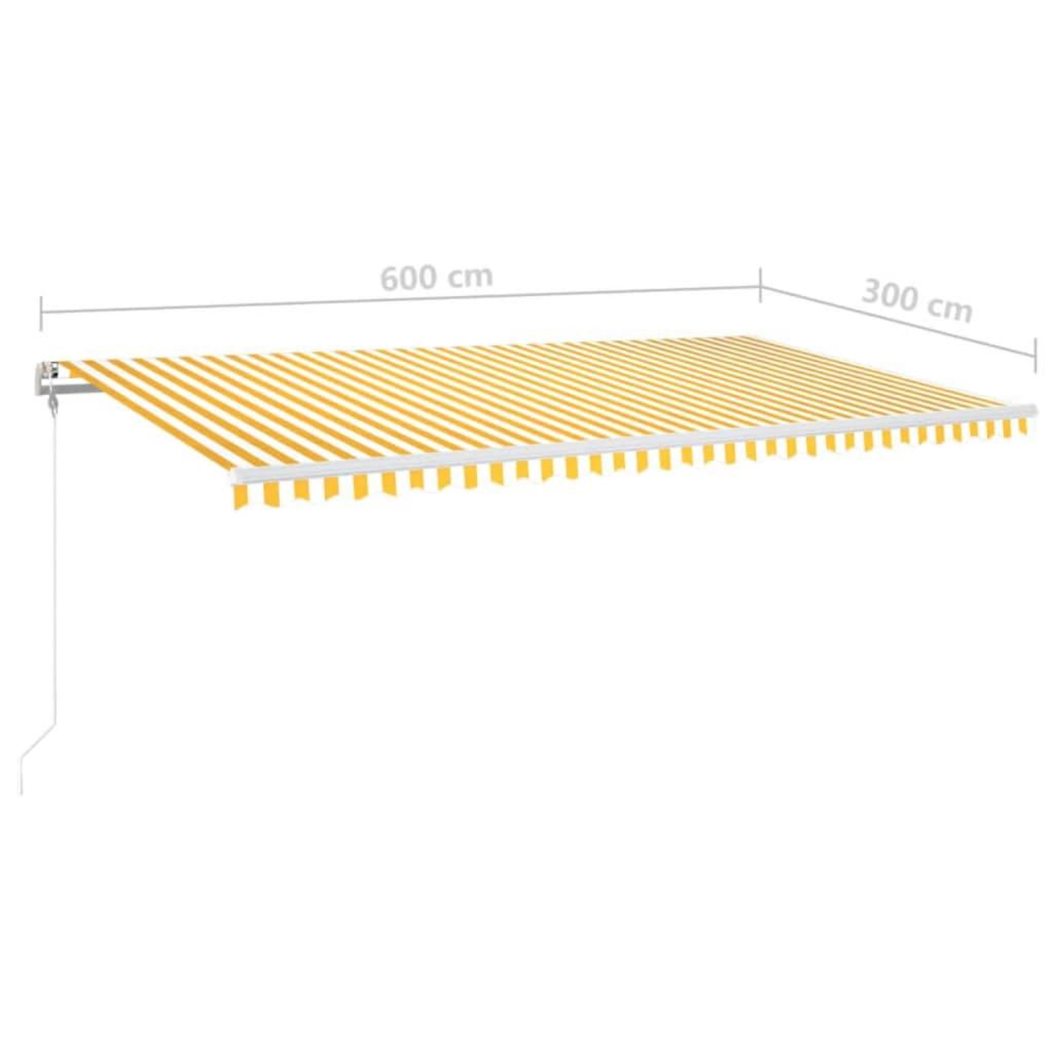 Voir la diapositive 6 : VIDAXL Auvent automatique capteur de vent/LED 600x300cm Jaune et blanc