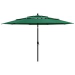 VIDAXL Parasol de jardin a 3 niveaux avec mat en aluminium vert 3,5 m