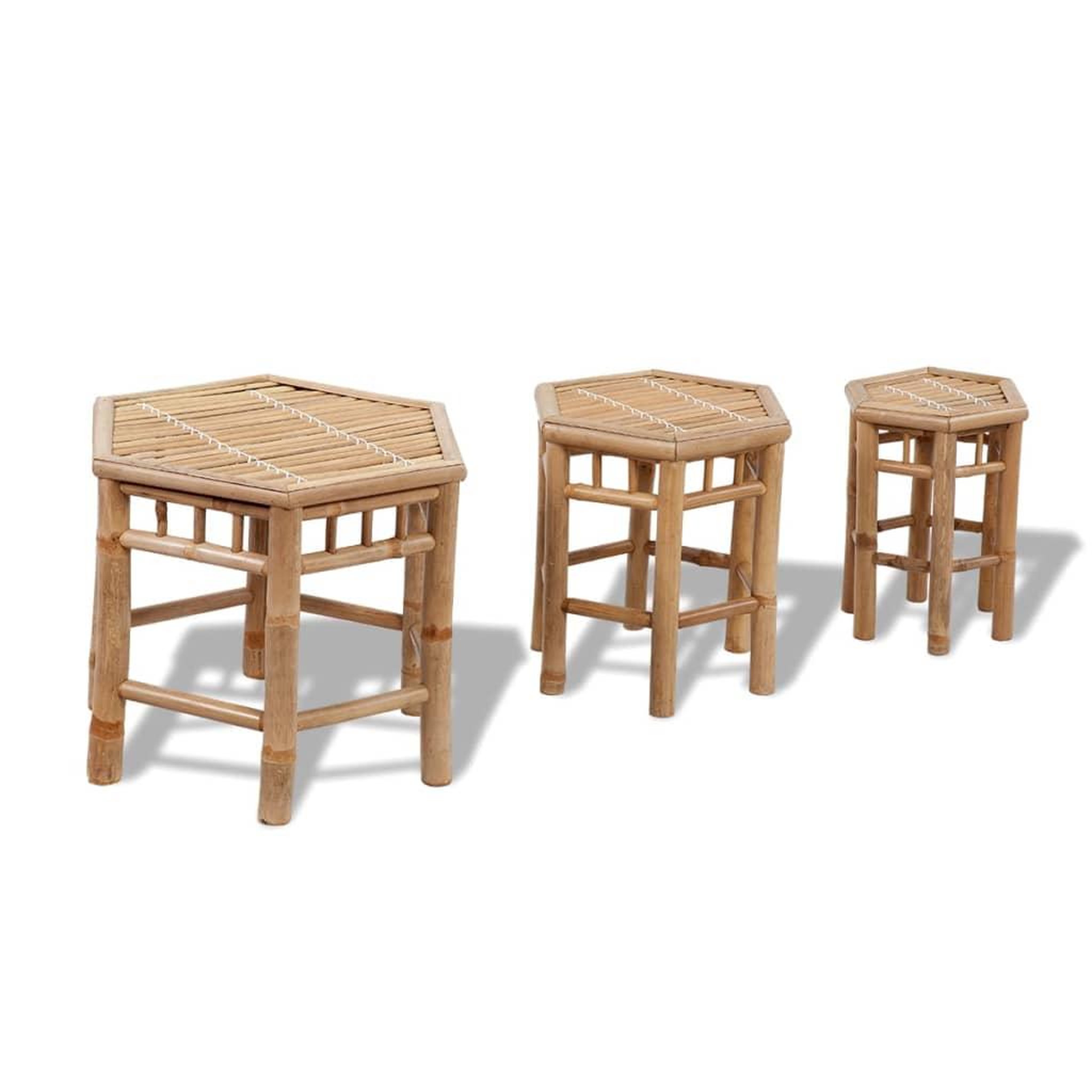 Voir la diapositive 1 : VIDAXL Tabourets de jardin lot de 3 bambou