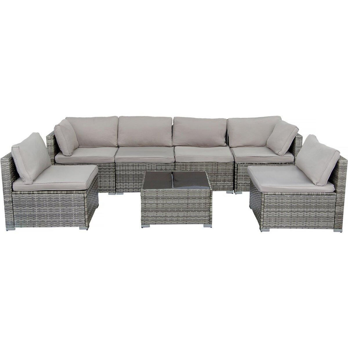 Habitat et Jardin Salon de jardin panoramique en résine tressée  Nelson  - 6 places - Gris