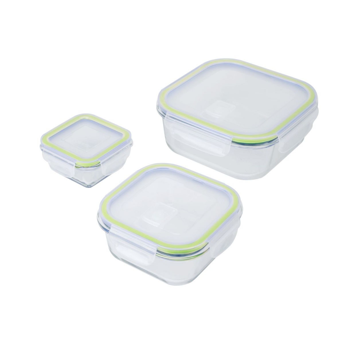 Lot de 3 boîtes carrées en verre avec valve