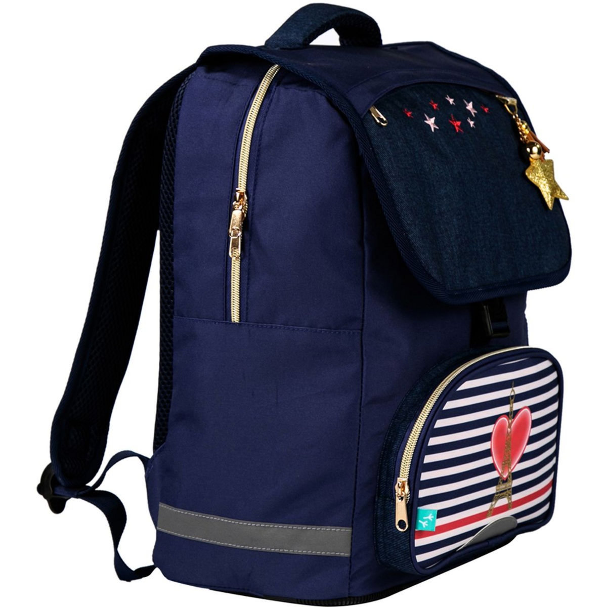 AUCHAN Sac à dos 2 compartiments 38 cm bleu Paris