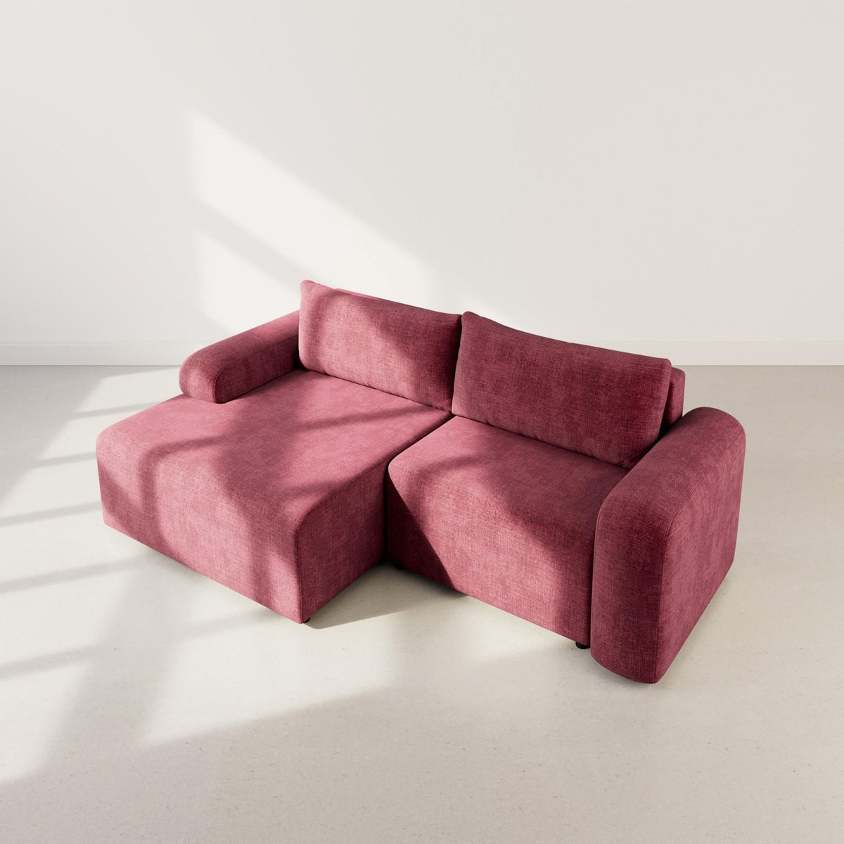 BEST MOBILIER Rebecca - canapé d'angle gauche 4 places convertible avec coffre en velours texturé