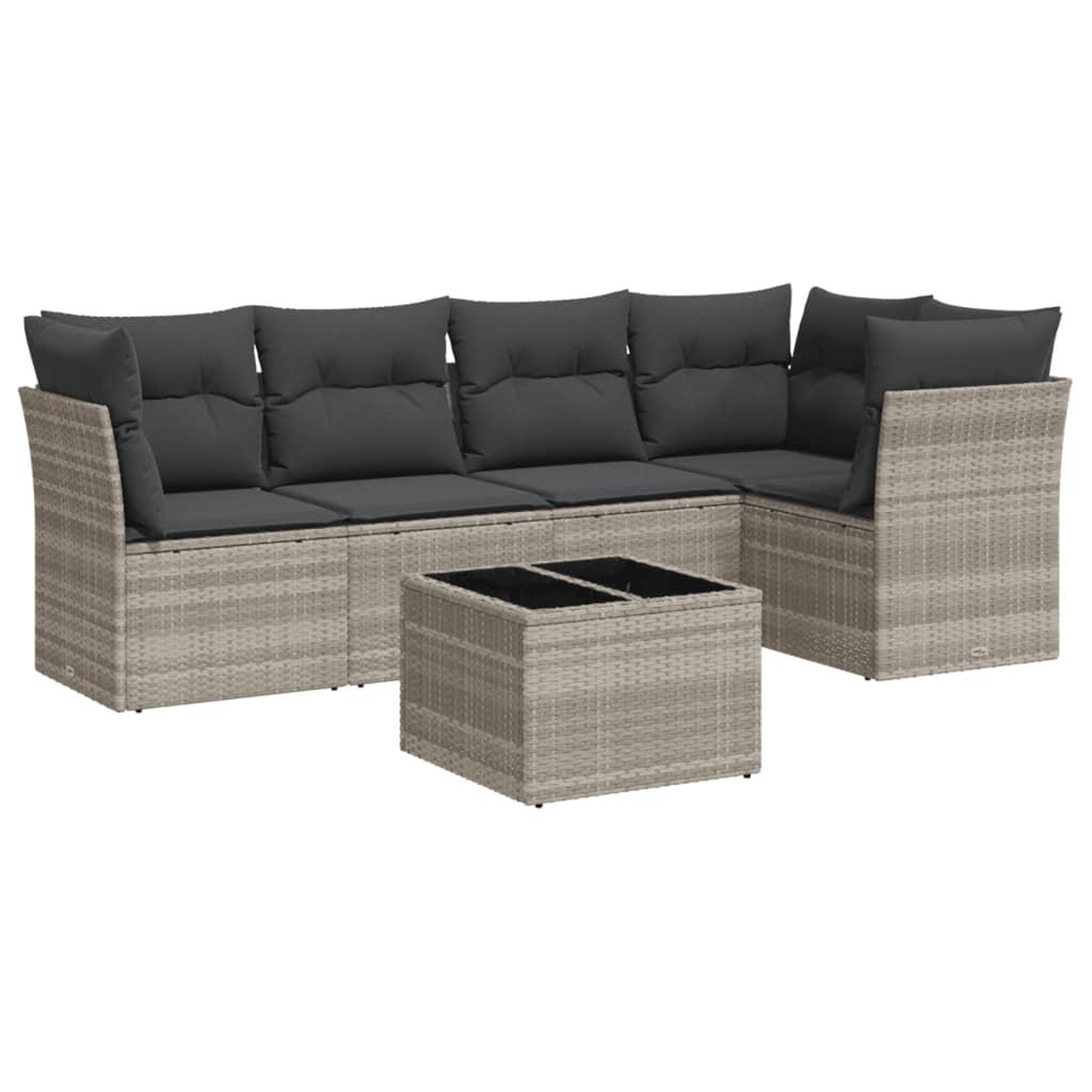 Voir la diapositive 2 : VIDAXL Salon de jardin 6 pcs avec coussins gris clair resine tressee