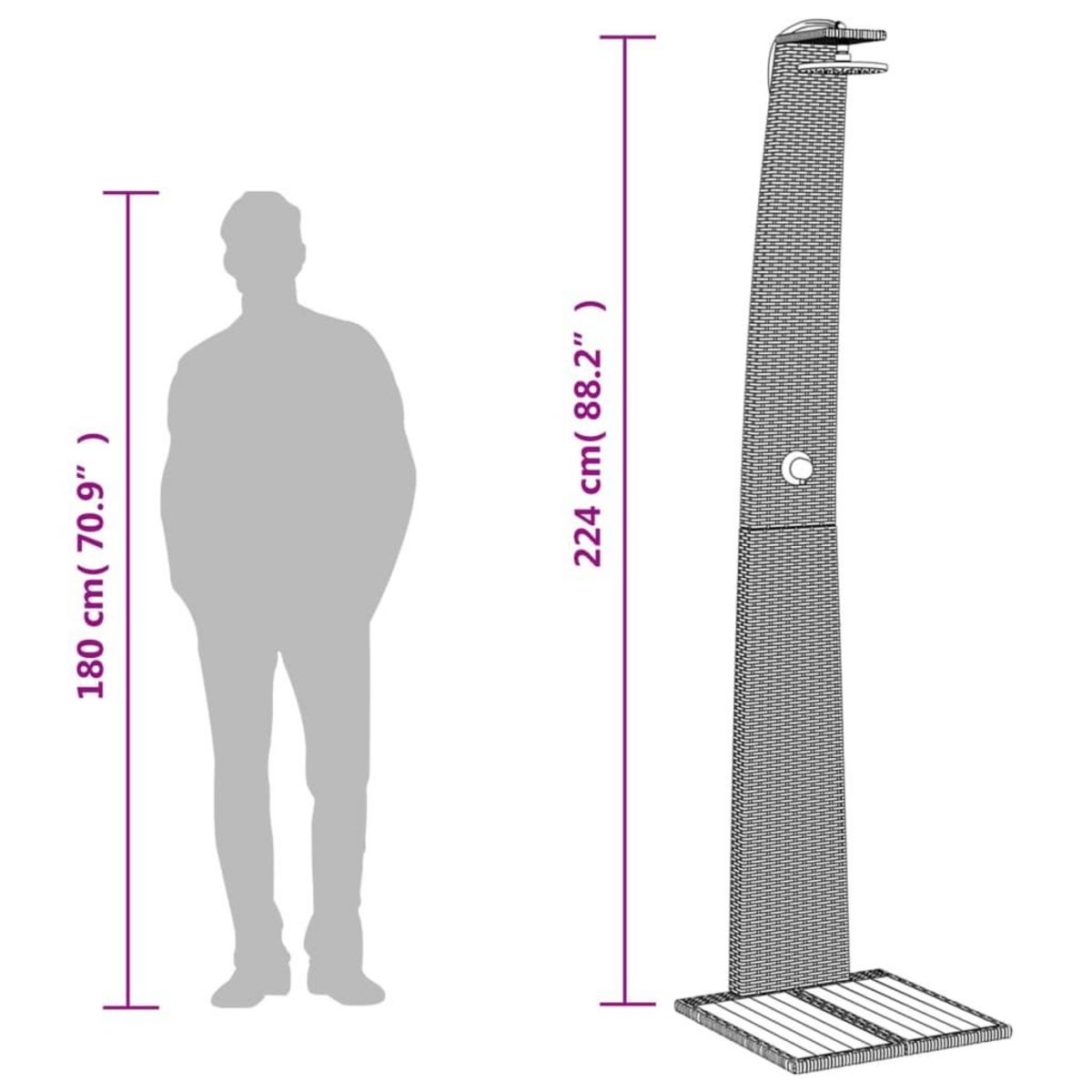 VIDAXL Douche d'exterieur beige 55x60x224cm resine tressee bois acacia