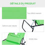 Voir la diapositive 6 : OUTSUNNY Bain de soleil pliable transat inclinable 4 positions chaise longue de lecture 3 coussins fournis vert
