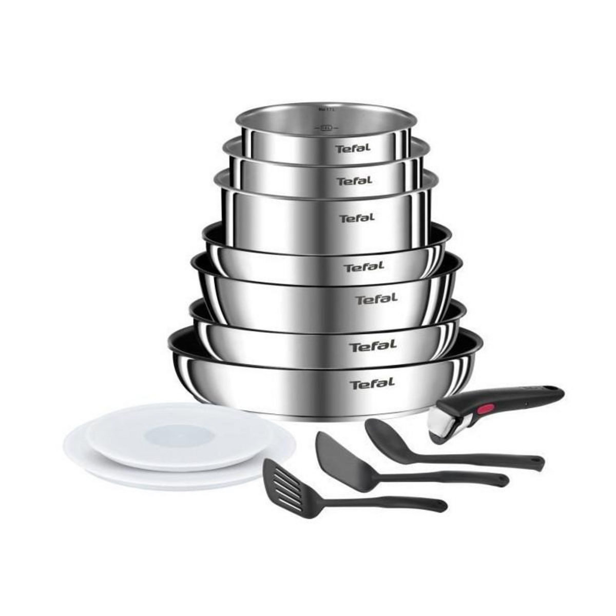 TEFAL TEFAL INGENIO Batterie de cuisine 13 pcs, Induction, Acier inoxydable, Revetement antiadhésif durable, Emotion On L897DS04