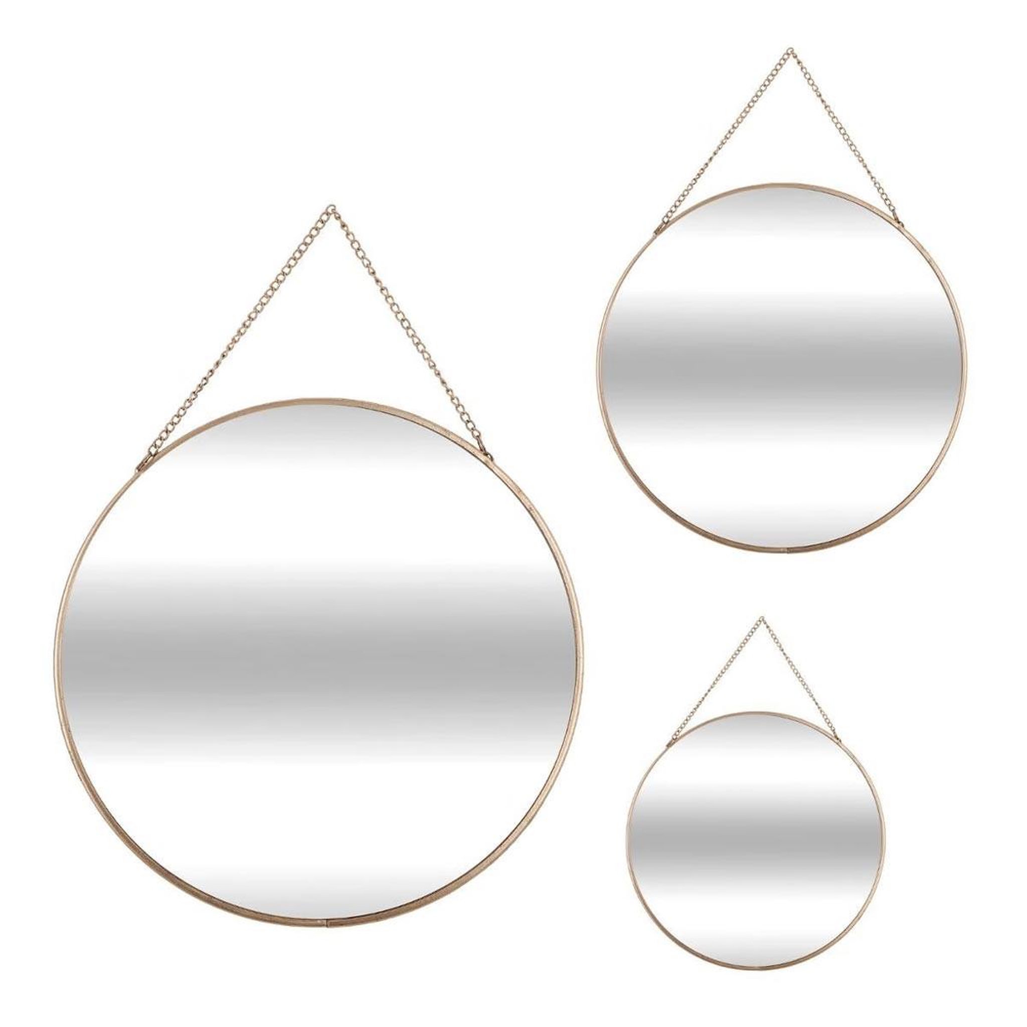 ATMOSPHERA Lot de 3 Miroirs Métal  Ronds  29cm Or