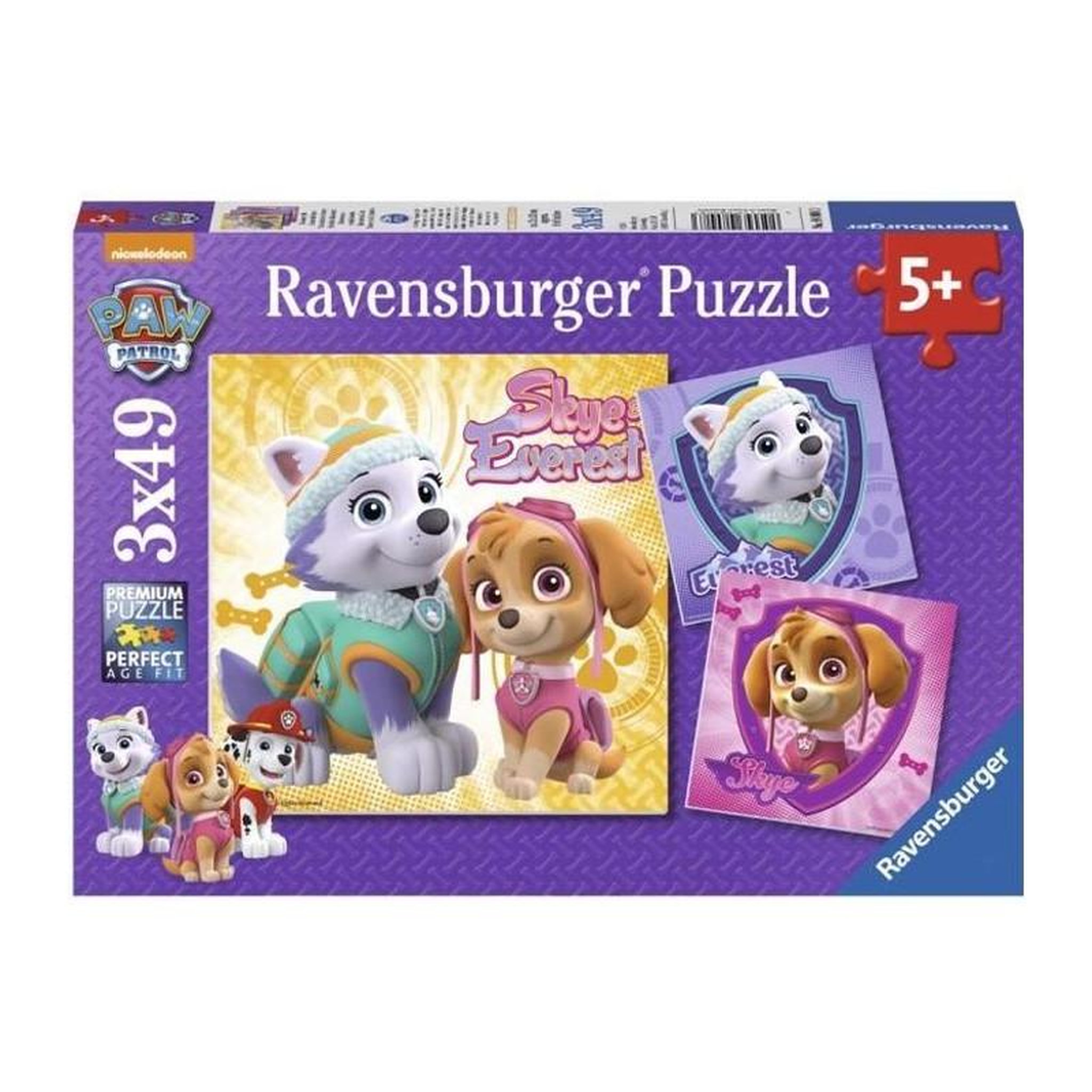 RAVENSBURGER Puzzle enfant 3x49 pièces Paw Patrol Pat’ Patrouille Charmantes chiennes univers dessin animé – dès 5 ans – Ravensburger