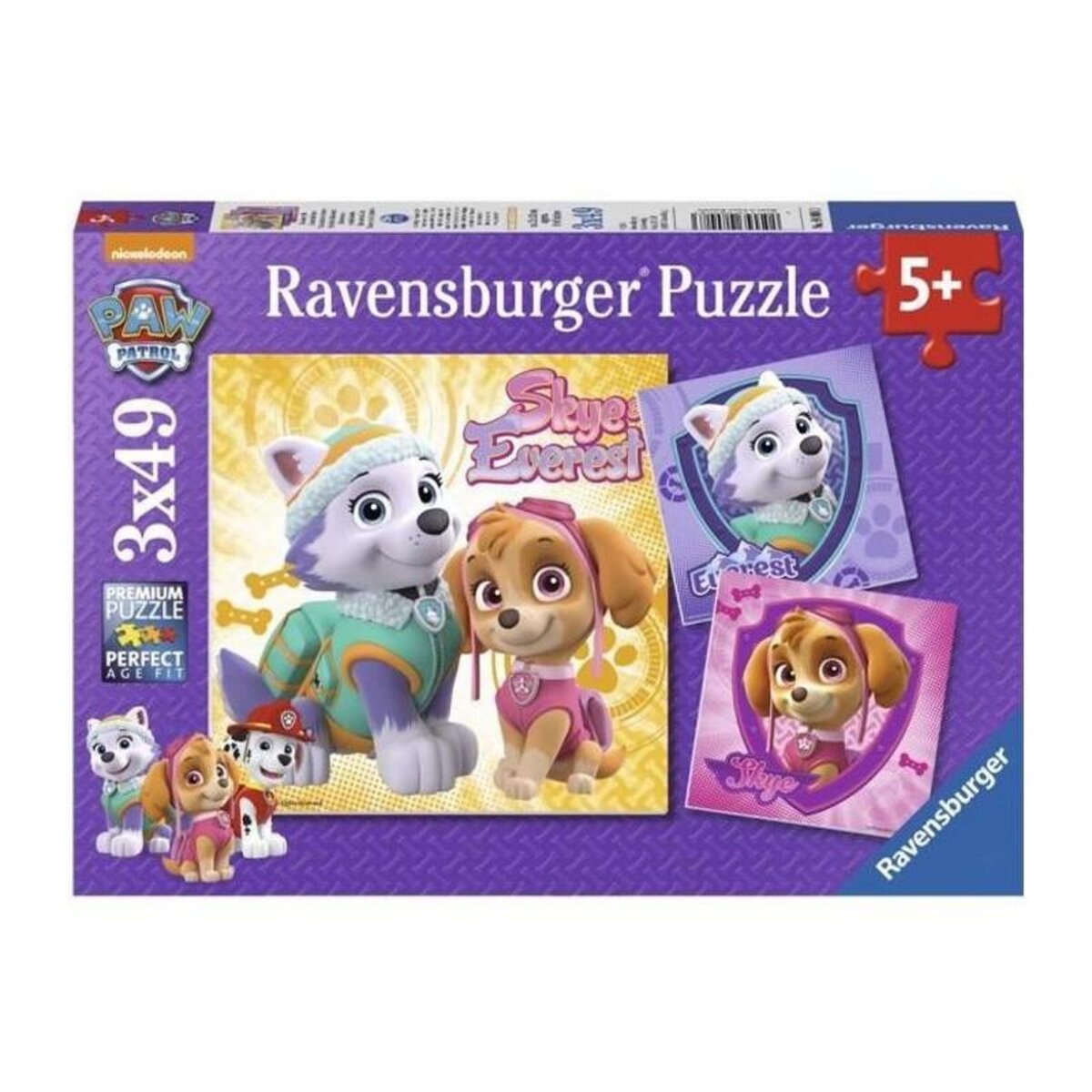 RAVENSBURGER PAT' PATROUILLE Puzzles 3x49 pieces - Charmantes chiennes - Ravensburger - Lot de puzzles enfant - Des 5 ans