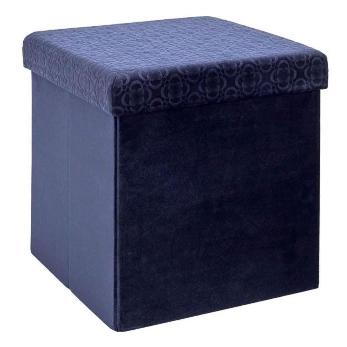 Paris Prix Pouf Pliable & Coffre  Rétro  38cm Bleu Nuit