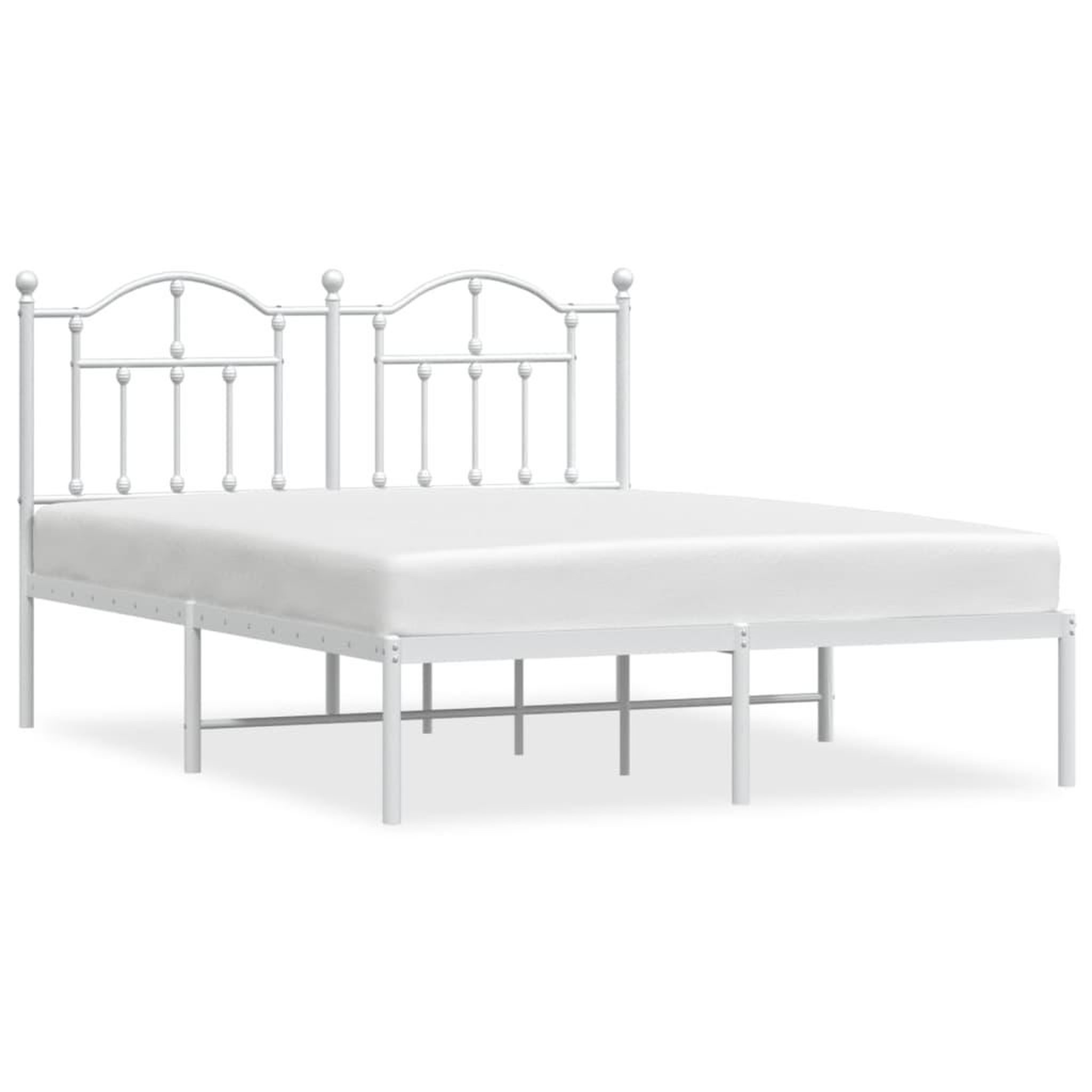 Voir la diapositive 2 : VIDAXL Cadre de lit metal sans matelas et tete de lit blanc 140x200 cm