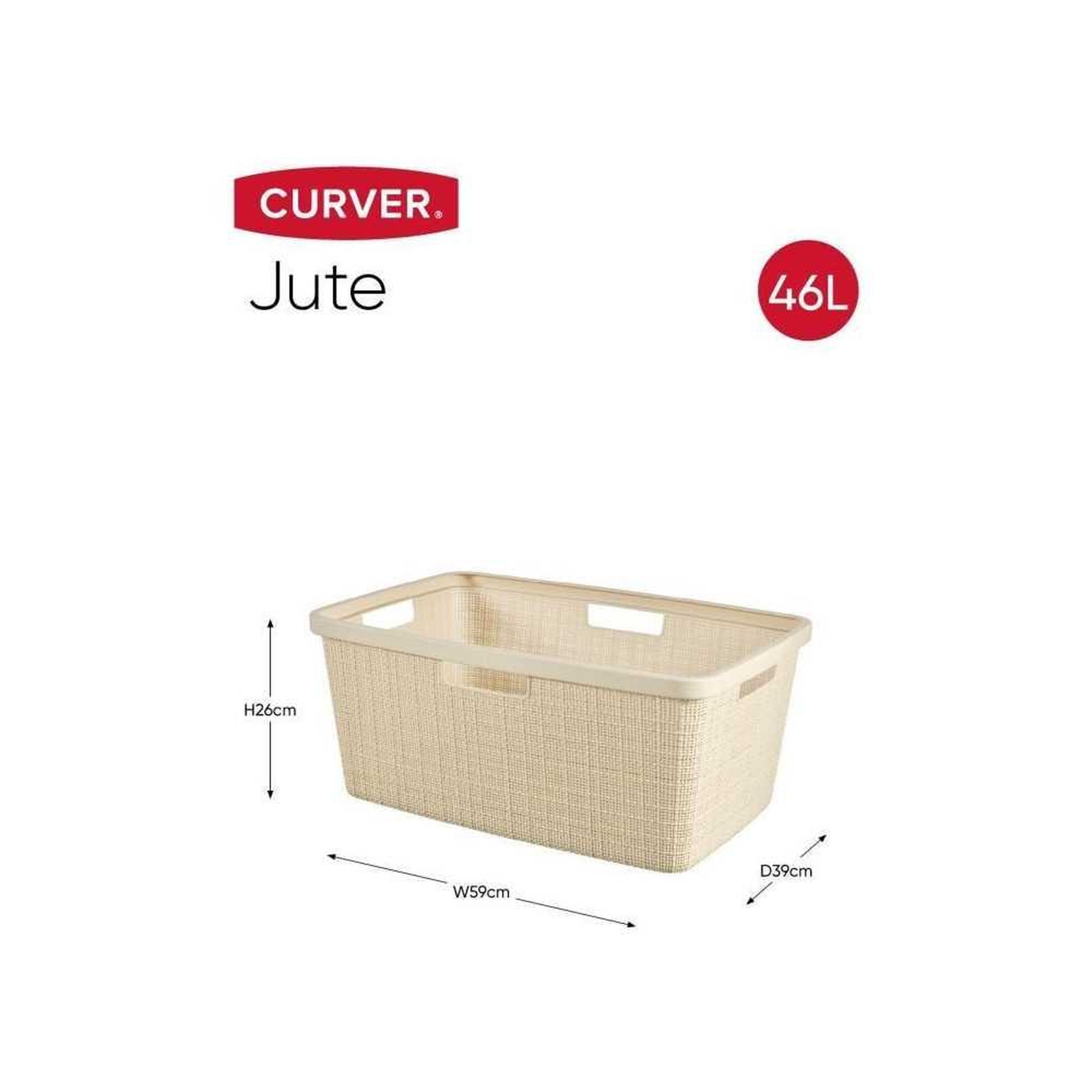 Voir la diapositive 6 : CURVER Panier à linge curver jute 46 l beige en plastique effet tressé